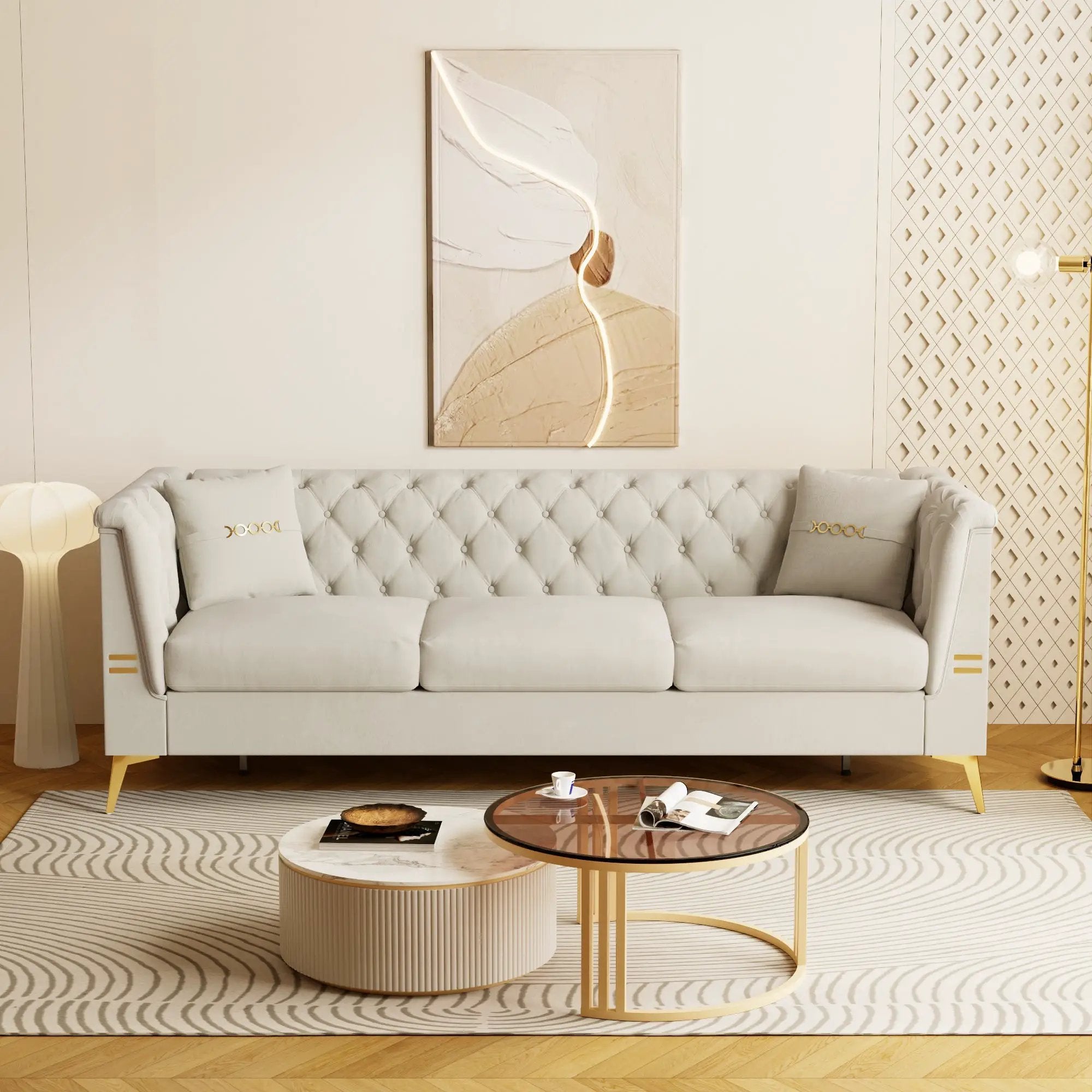 Contemporary Velvet Sofa With 2 Pillows by HouseOfZazla