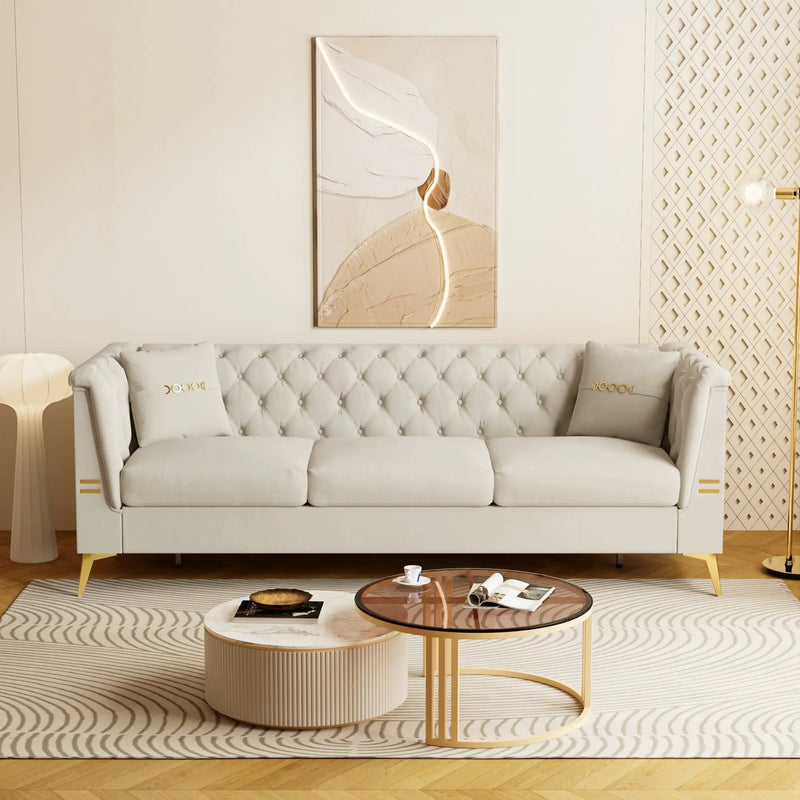 Contemporary Velvet Sofa With 2 Pillows by HouseOfZazla