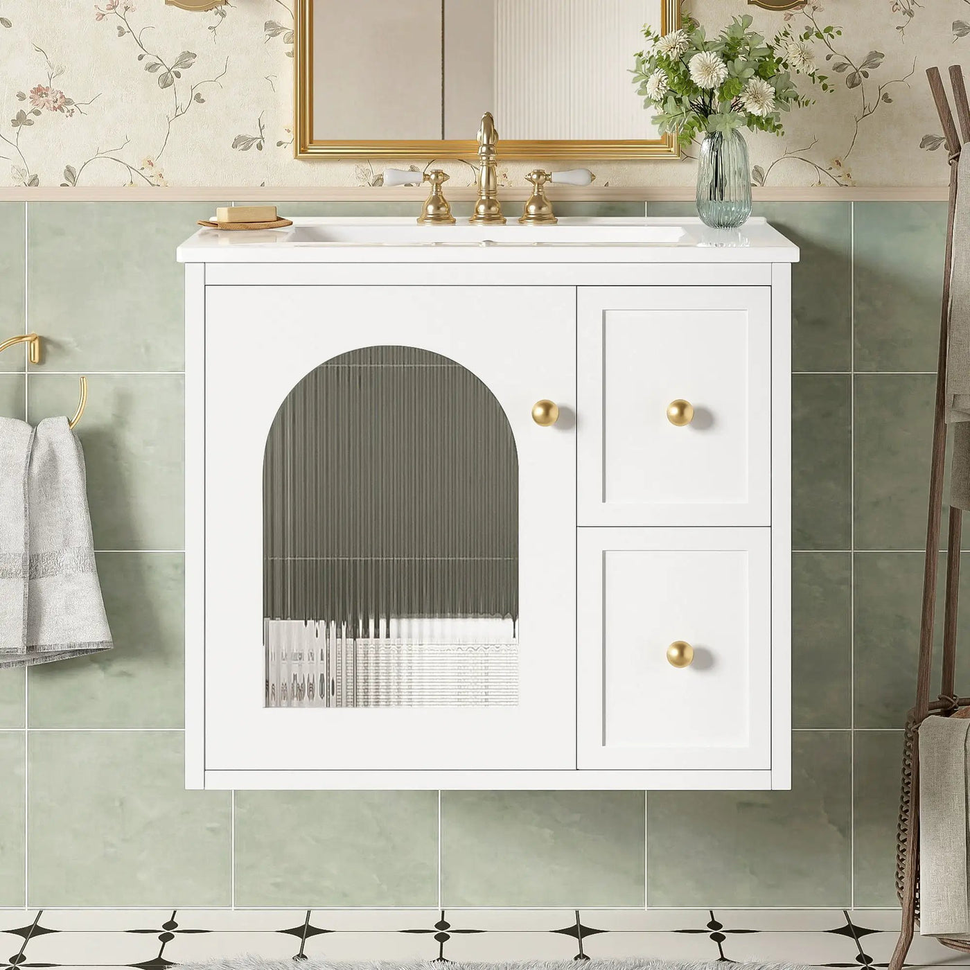 Wall-Mounted Bathroom Vanity Set With Sink, 2 Drawers And Soft-Close Door by HouseOfZazla