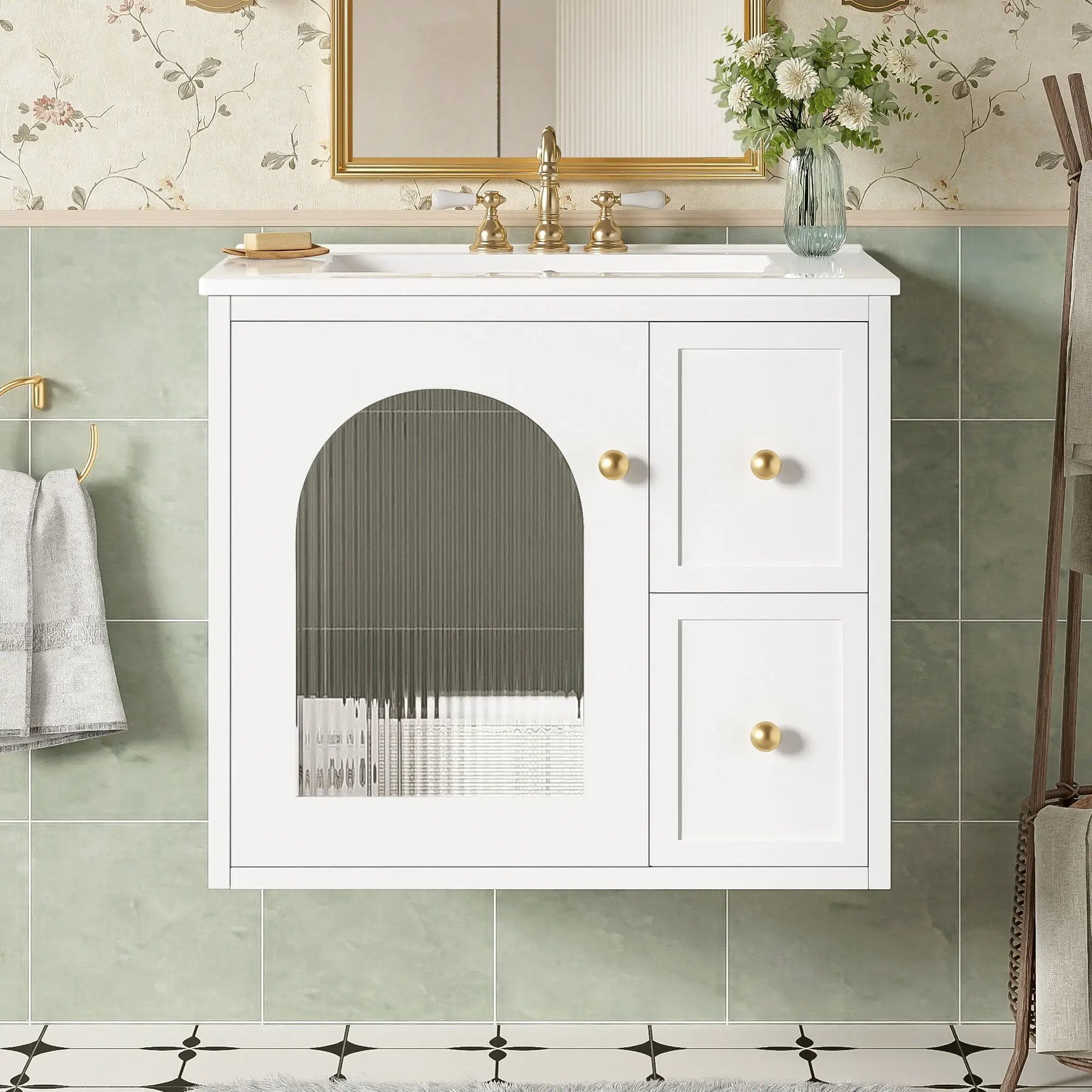 Wall-Mounted Bathroom Vanity Set With Sink, 2 Drawers And Soft-Close Door by HouseOfZazla