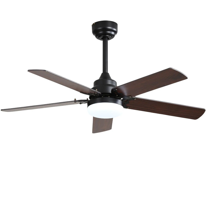 Low Profile Ceiling Fan With Reversible DC Motor, Remote Control, LED Light - Black by HouseOfZazla
