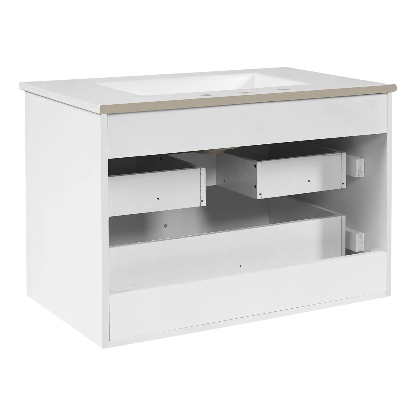 Floating Bathroom Vanity With Oval Knobs & Round Edge, Soft Close Drawer Slides by HouseOfZazla