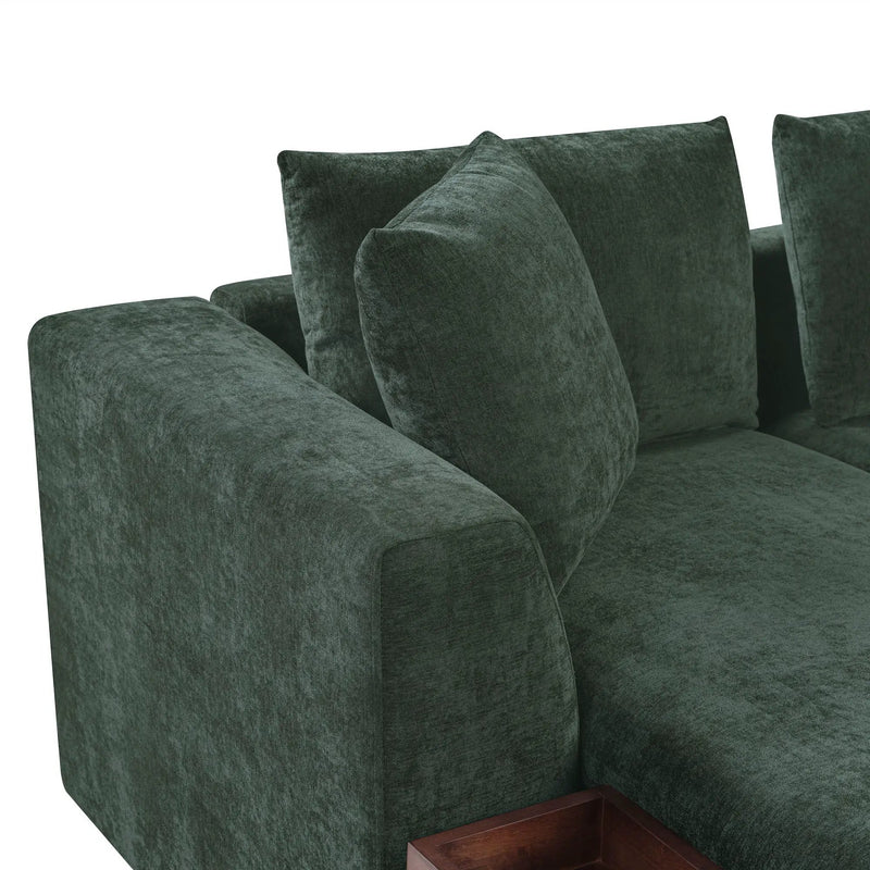 Modern L Shaped Sectional Sofa With Upholstery And Wooden Storage by HouseOfZazla