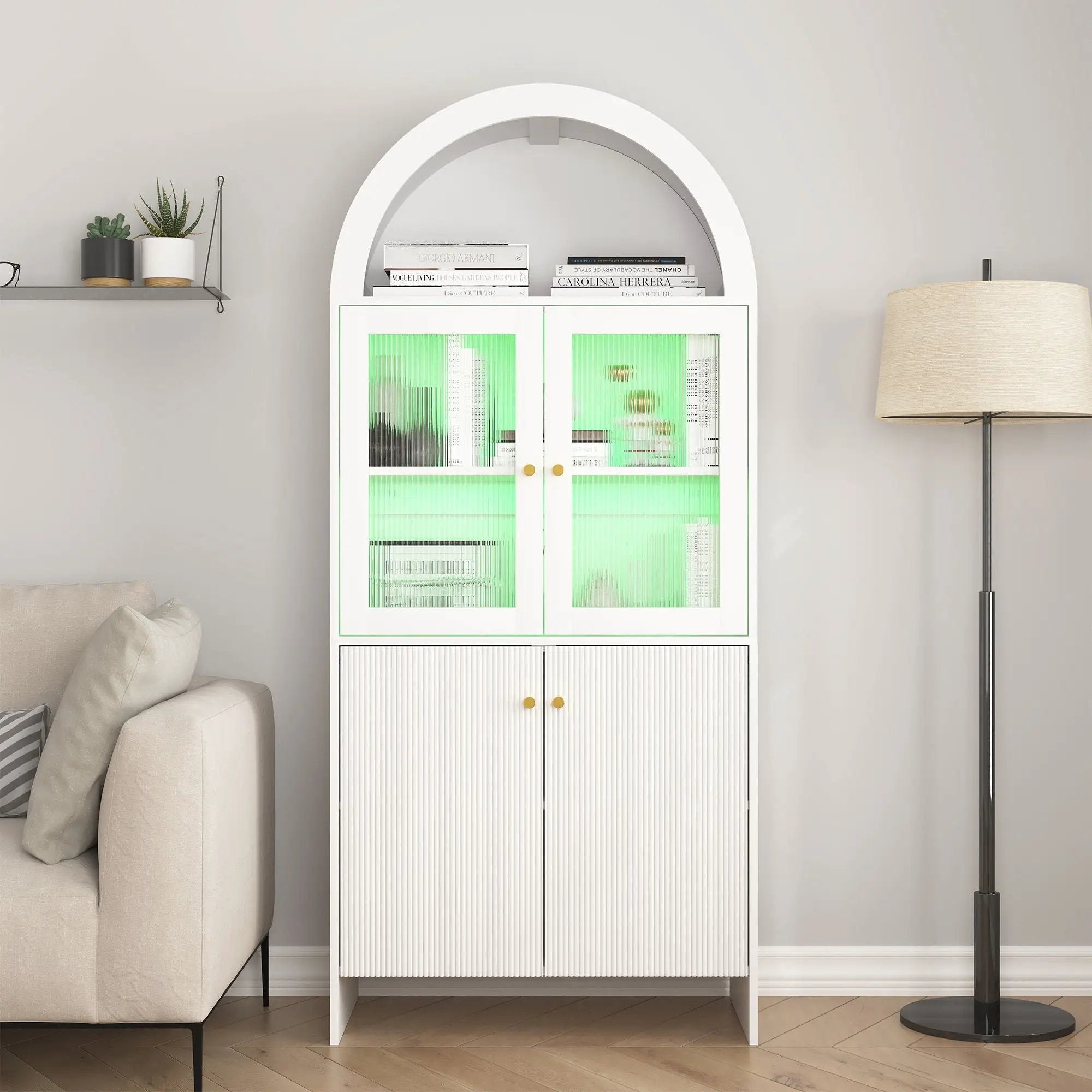 Modern Tech Inspired Dome Cabinet With LED Lighting