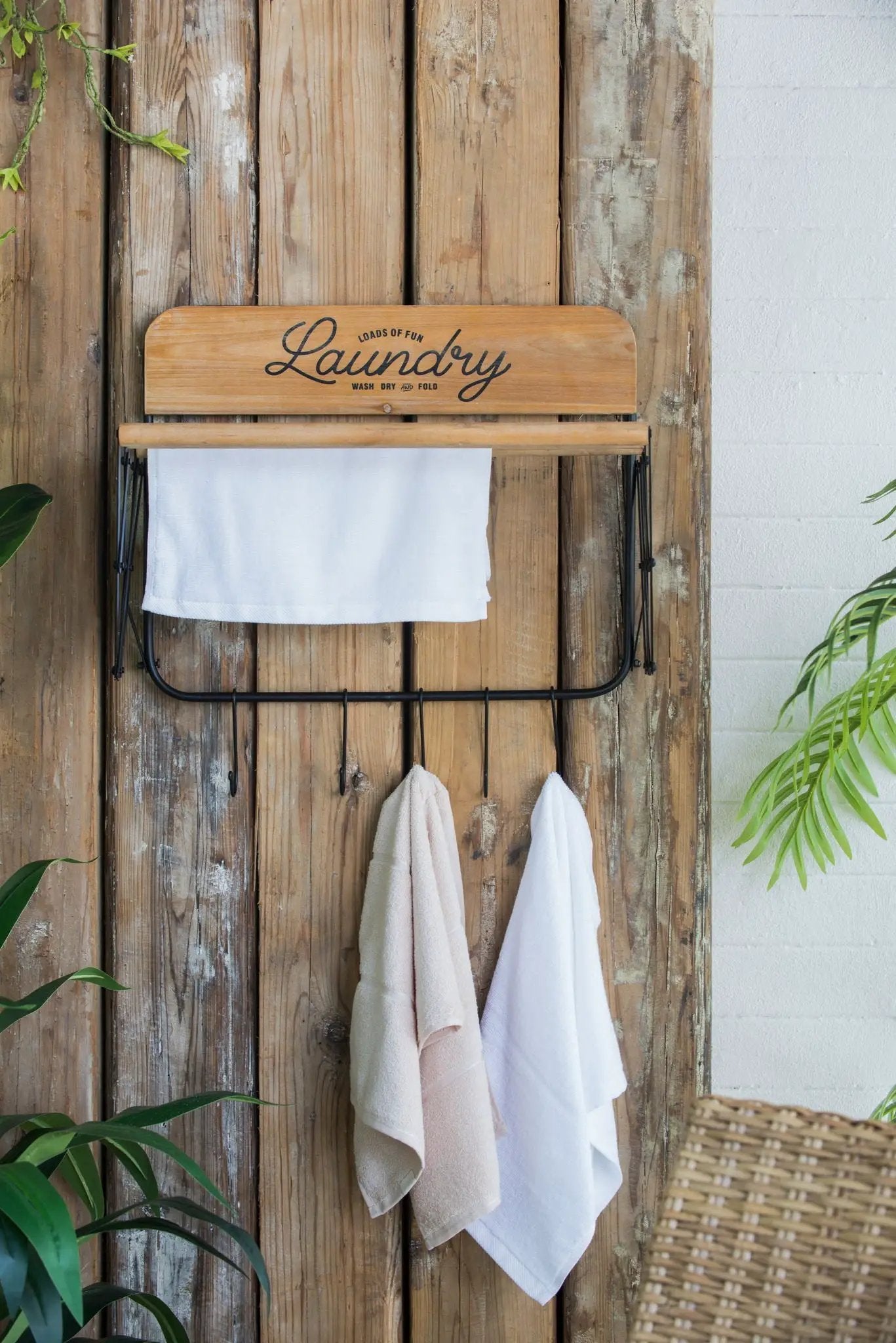 Laundry Rack With Accordion Design - Brown / Black - Black Brown by HouseOfZazla
