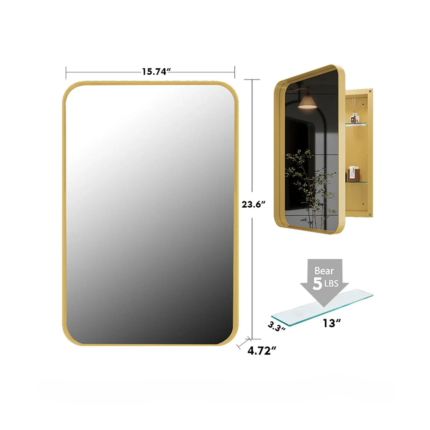 Recessed Metal Framed Medicine Cabinet With Mirror And Adjustable Shelves Wall Mirror With Storage For Bathroom by HouseOfZazla