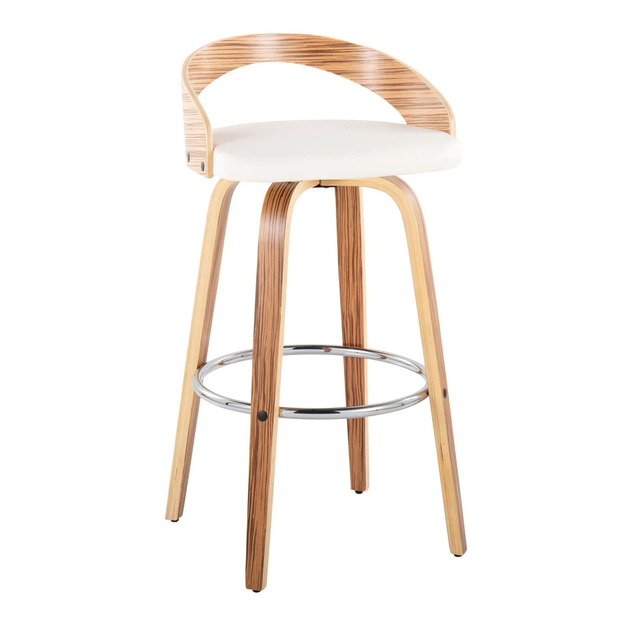 Grotto - Contemporary Fixed Height Barstool With Swivel With Round Footrest (Set of 2) by Unique Piece Furniture