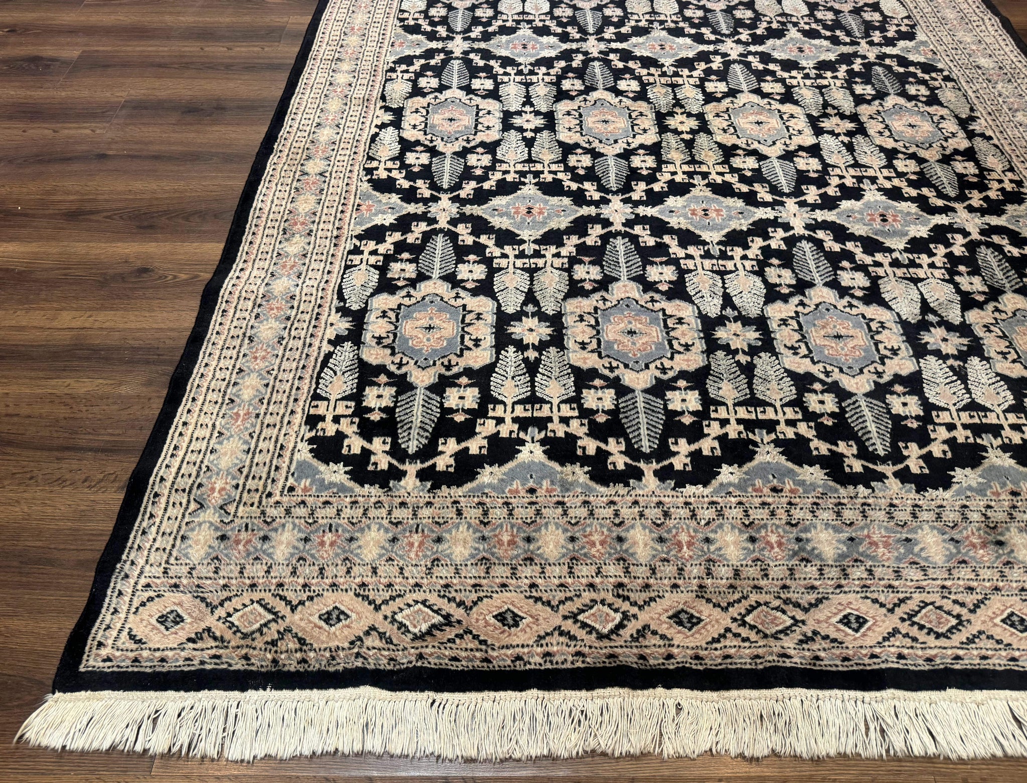 Turkoman Bokhara Rug 6x9, Pakistani Carpet, Black, Hand Knotted by Jewel Rugs