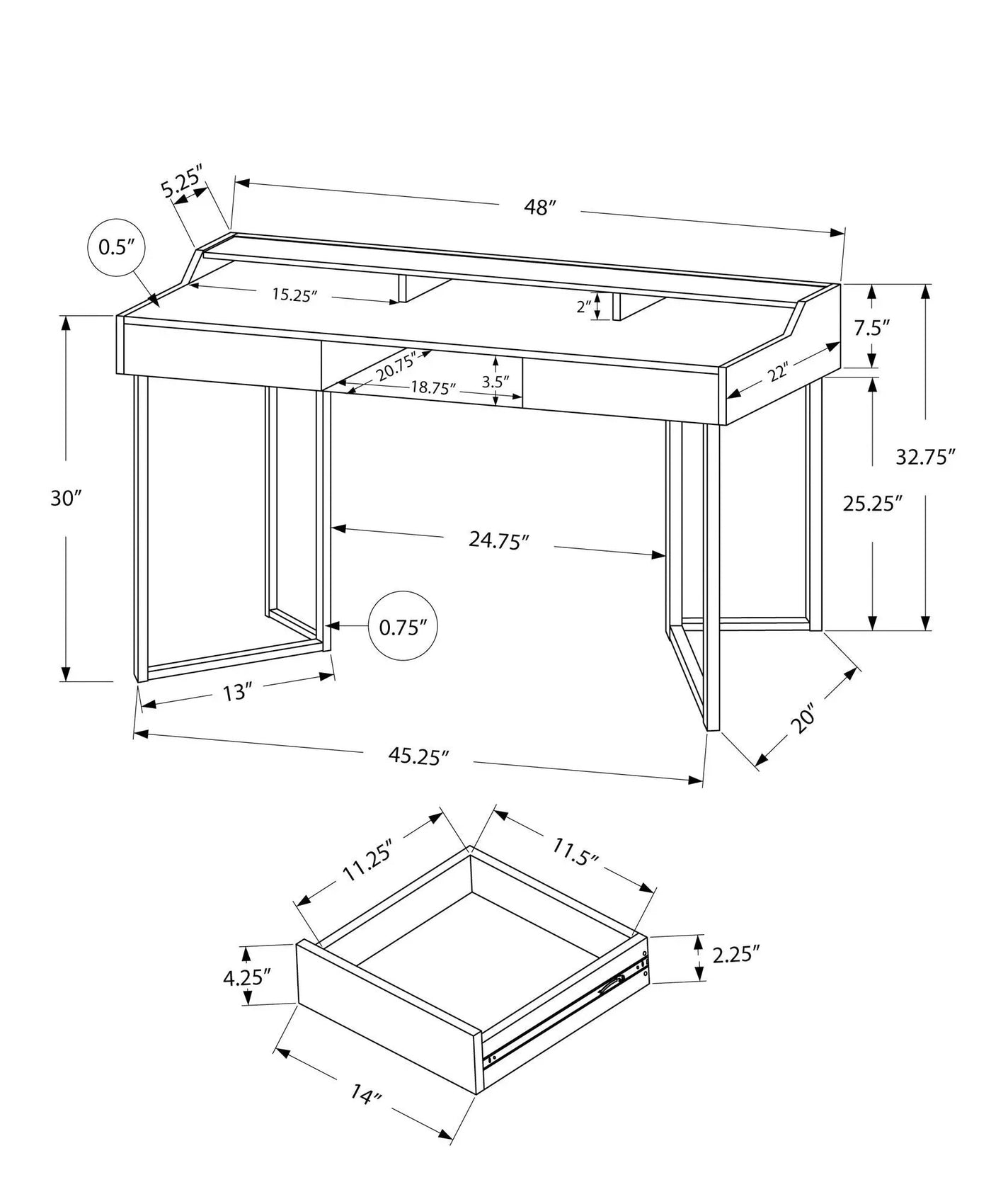Computer Desk For Home Office, Ample Storage, Contemporary & Modern by HouseOfZazla