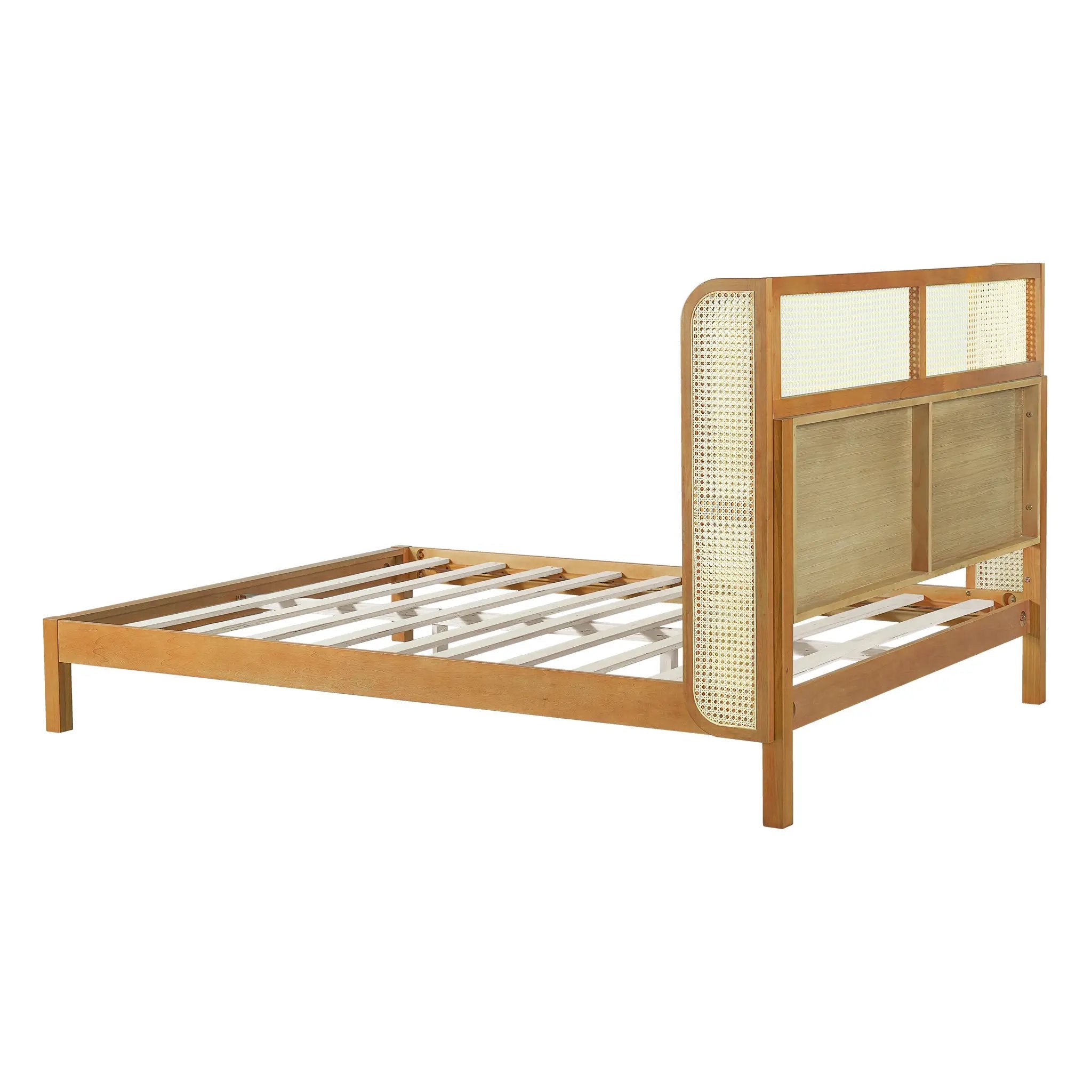 Premium Rubber Wood Platform Queen Bed Frame with Headboard by HouseOfZazla