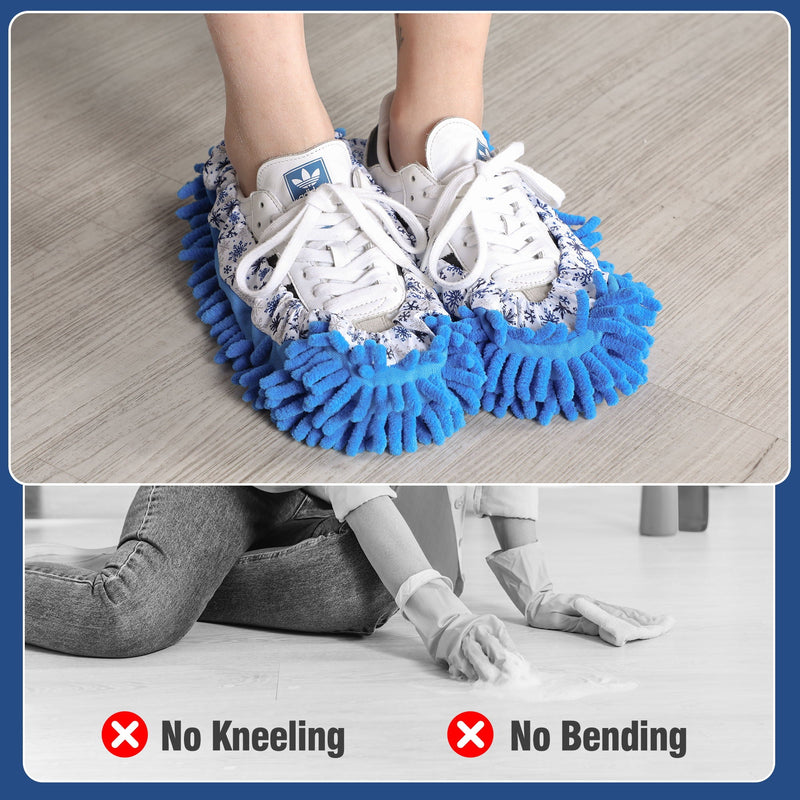 Microfiber Mop Slippers For Floor Cleaning, Machine Washable, 3 Pieces - Blue / Green / Red by HouseOfZazla