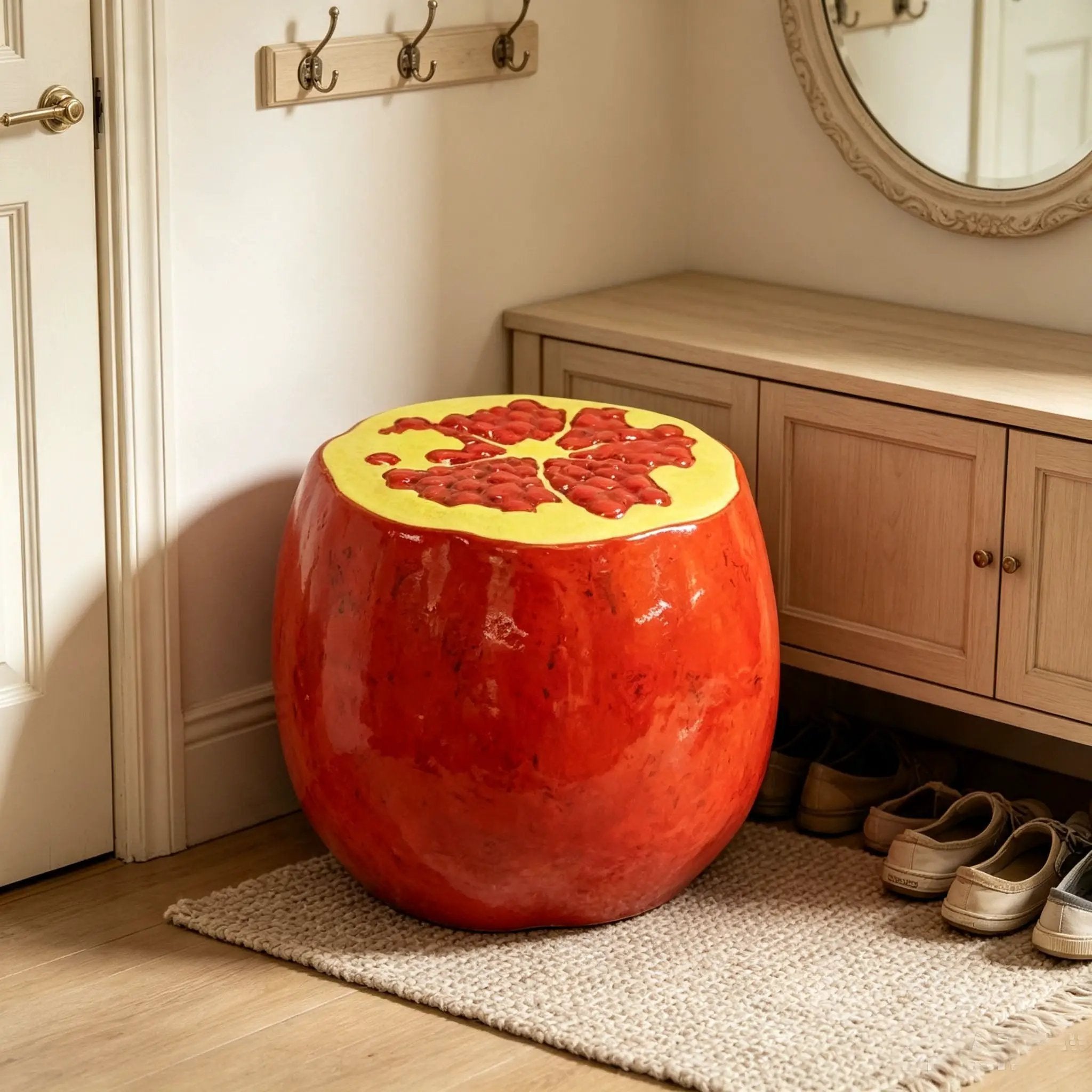 Pomegranate Fruit Stool – 13.4" Oversized Resin Stool by HouseOfZazla