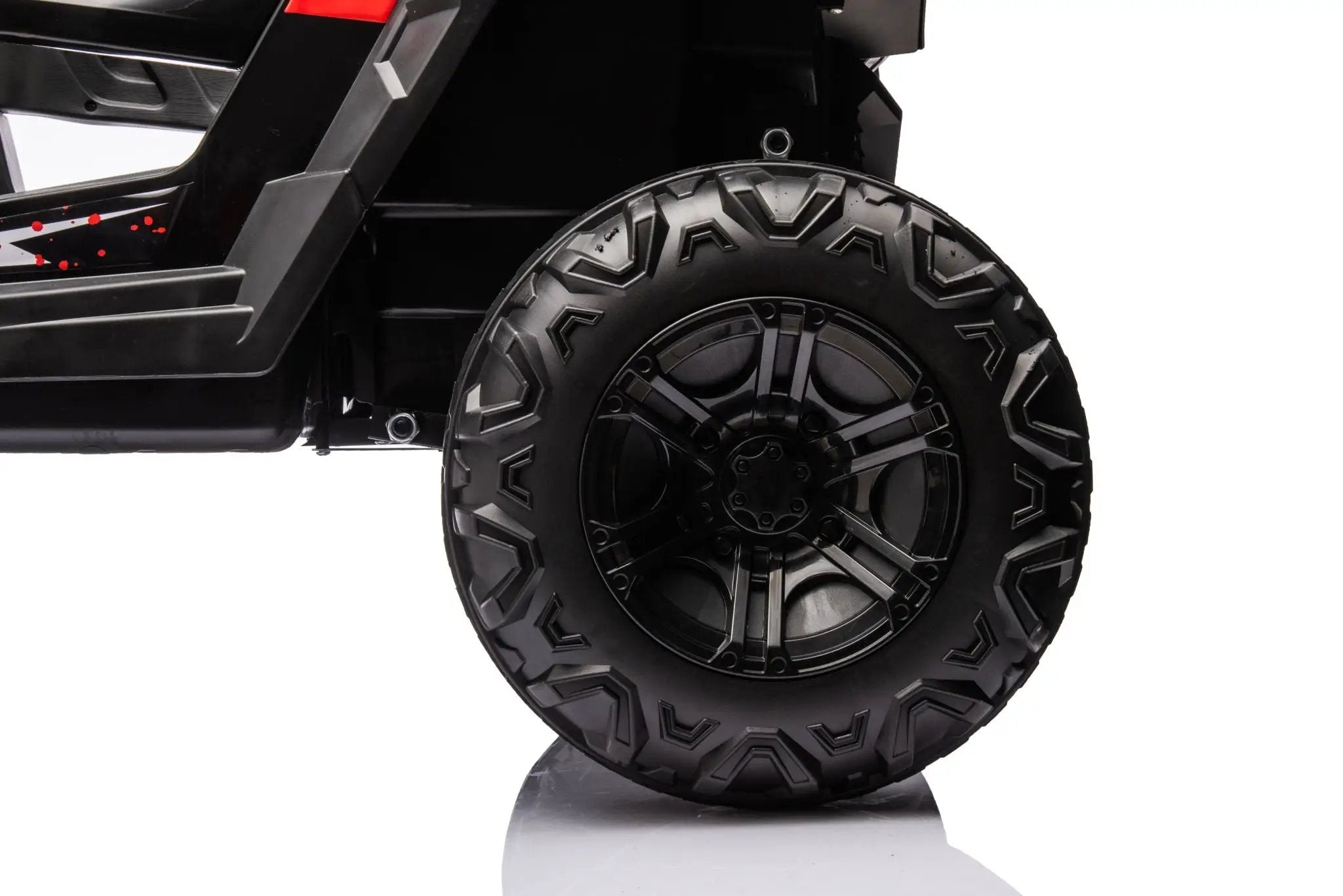 12V7A*1 30W*4 Four-Wheel Drive Seat One Button Start, Forward And Backward, High And Low Speed, Music, Front Light, Power Display, Two Doors Can Open, 2.4G R / C, Seat Belt Four Wheel Absorber by HouseOfZazla