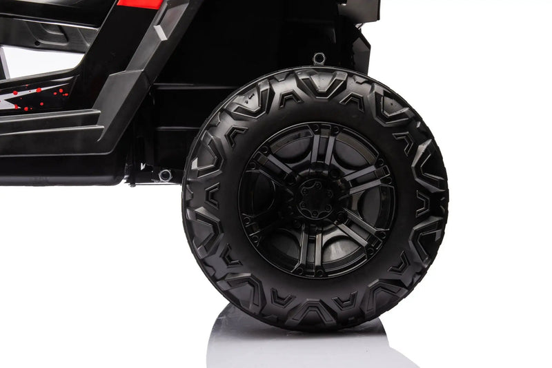 12V7A*1 30W*4 Four-Wheel Drive Seat One Button Start, Forward And Backward, High And Low Speed, Music, Front Light, Power Display, Two Doors Can Open, 2.4G R / C, Seat Belt Four Wheel Absorber by HouseOfZazla