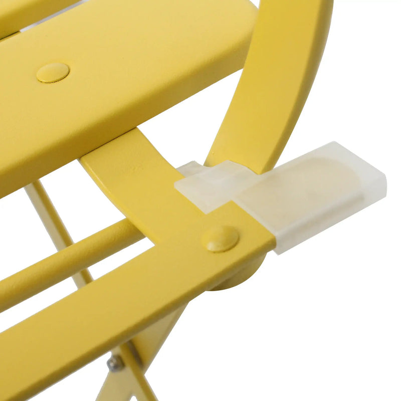 3 Pieces Patio Bistro Balcony Metal Chair Table Set - Yellow by HouseOfZazla