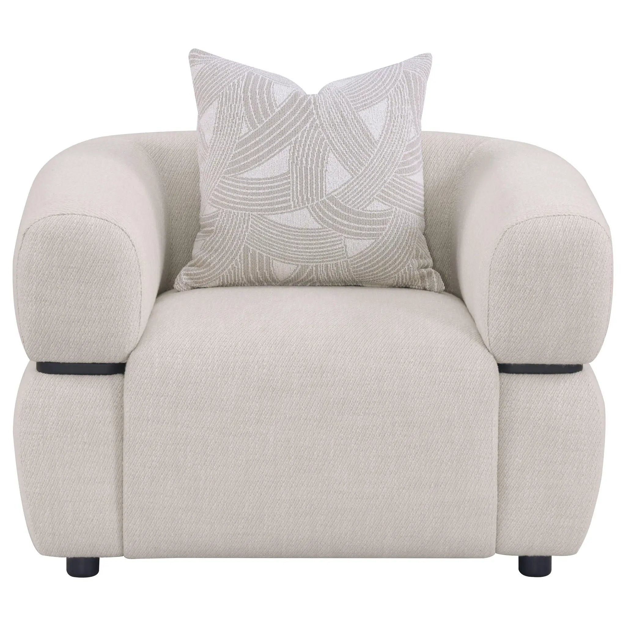 Jeanette Fabric Upholstered Round Arm Accent Chair Beige by Unique Piece Furniture