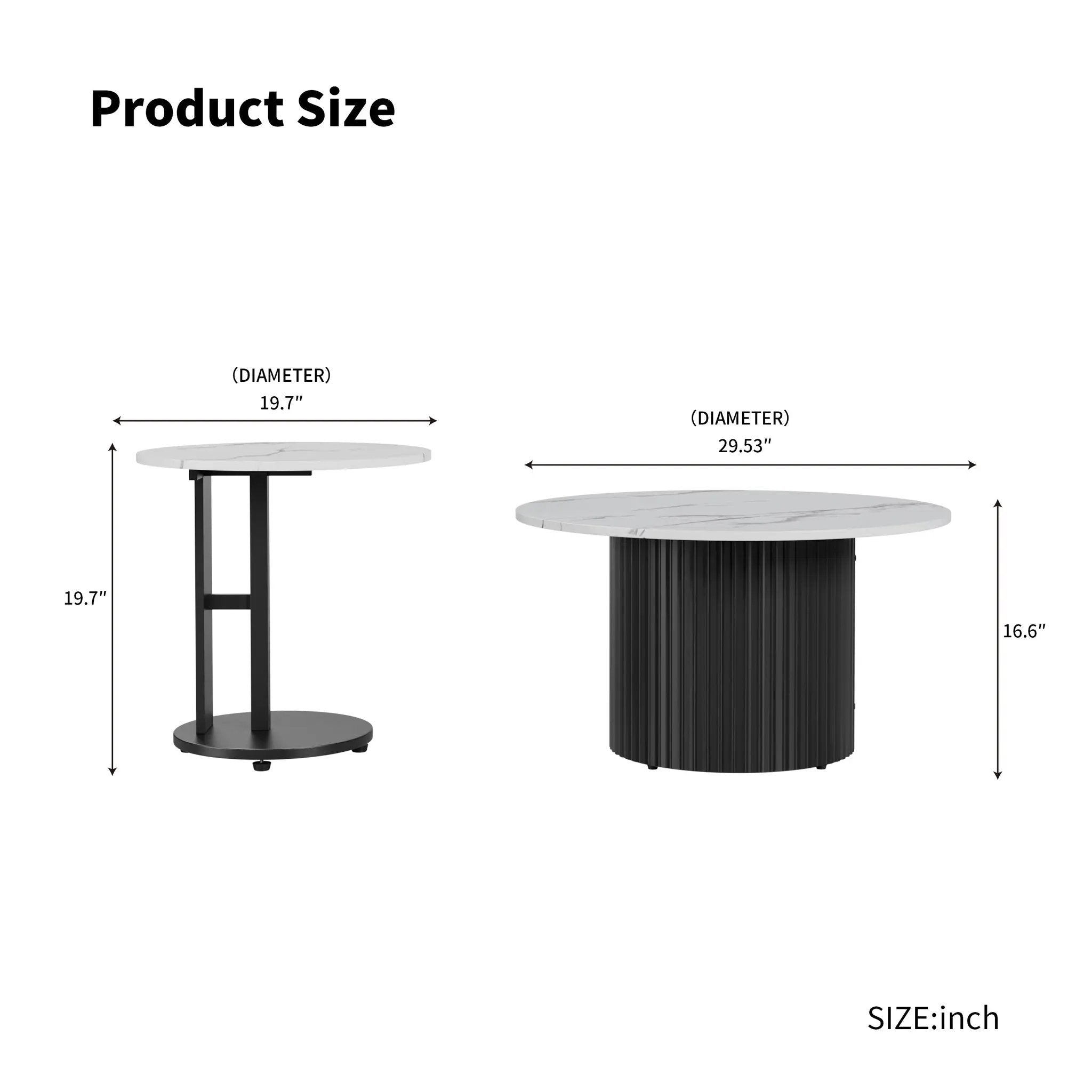 Coffee Table Set of 3 with Faux Marble Top and Metal Legs by HouseOfZazla