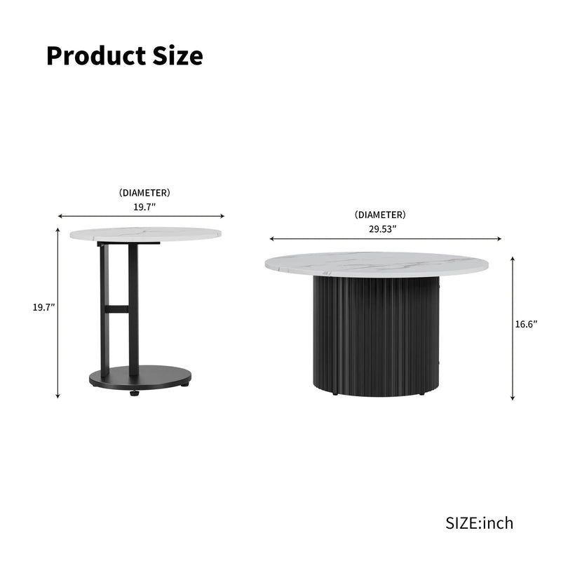 Coffee Table Set of 3 with Faux Marble Top and Metal Legs by HouseOfZazla