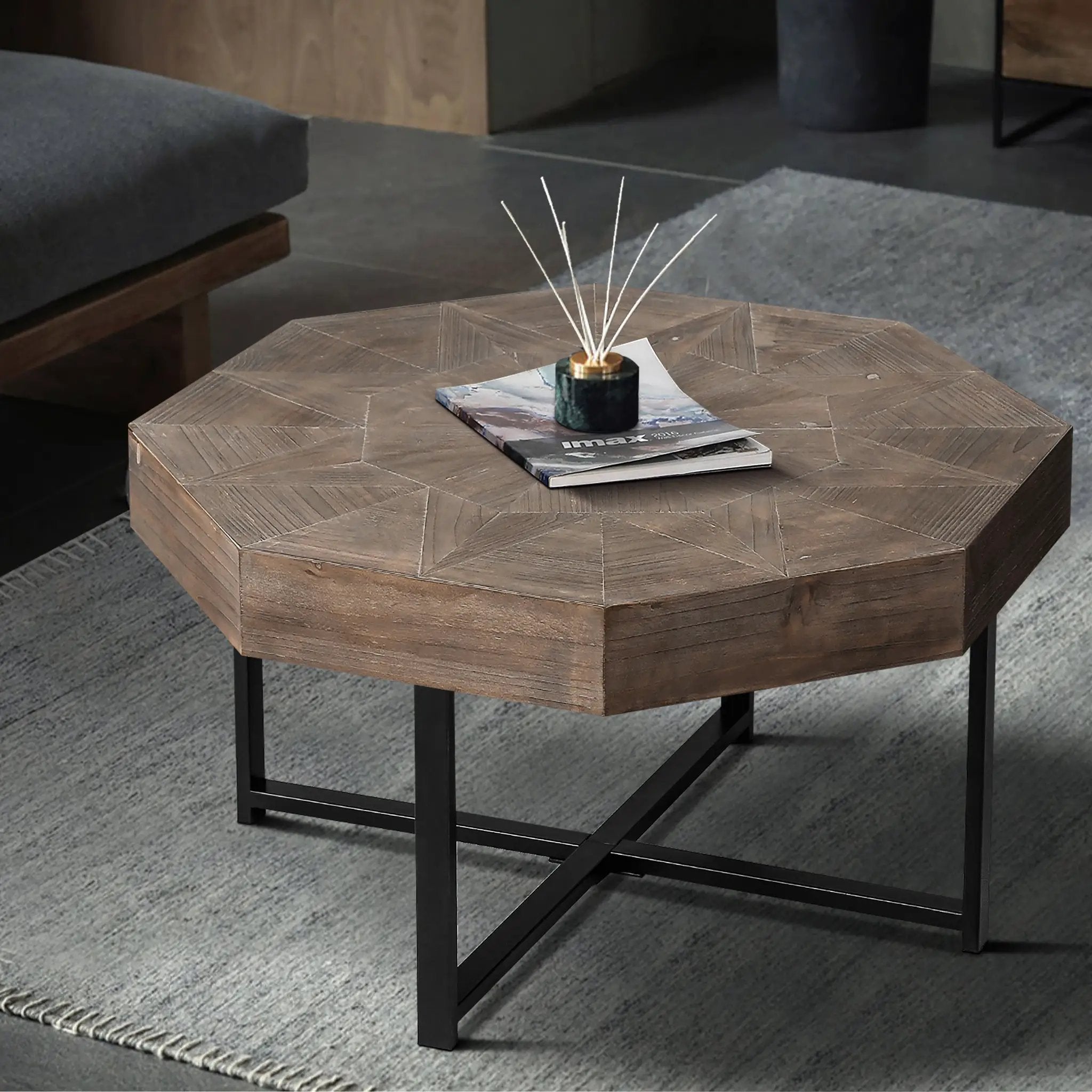 Wood Octagonal Vintage Patchwork Coffee Table by HouseOfZazla
