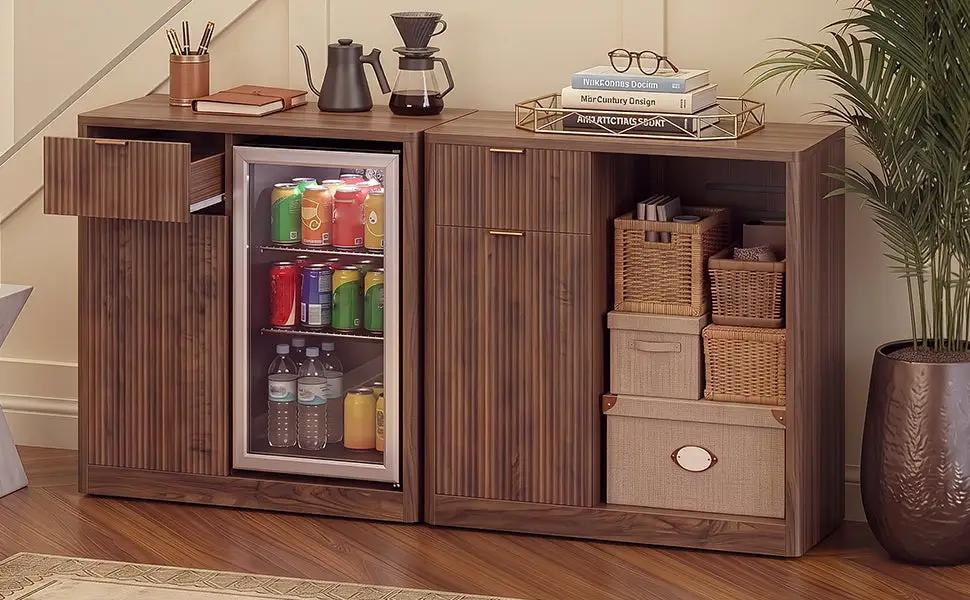 K&K 39.4" Coffee Bar Cabinet with Fridge Space by HouseOfZazla