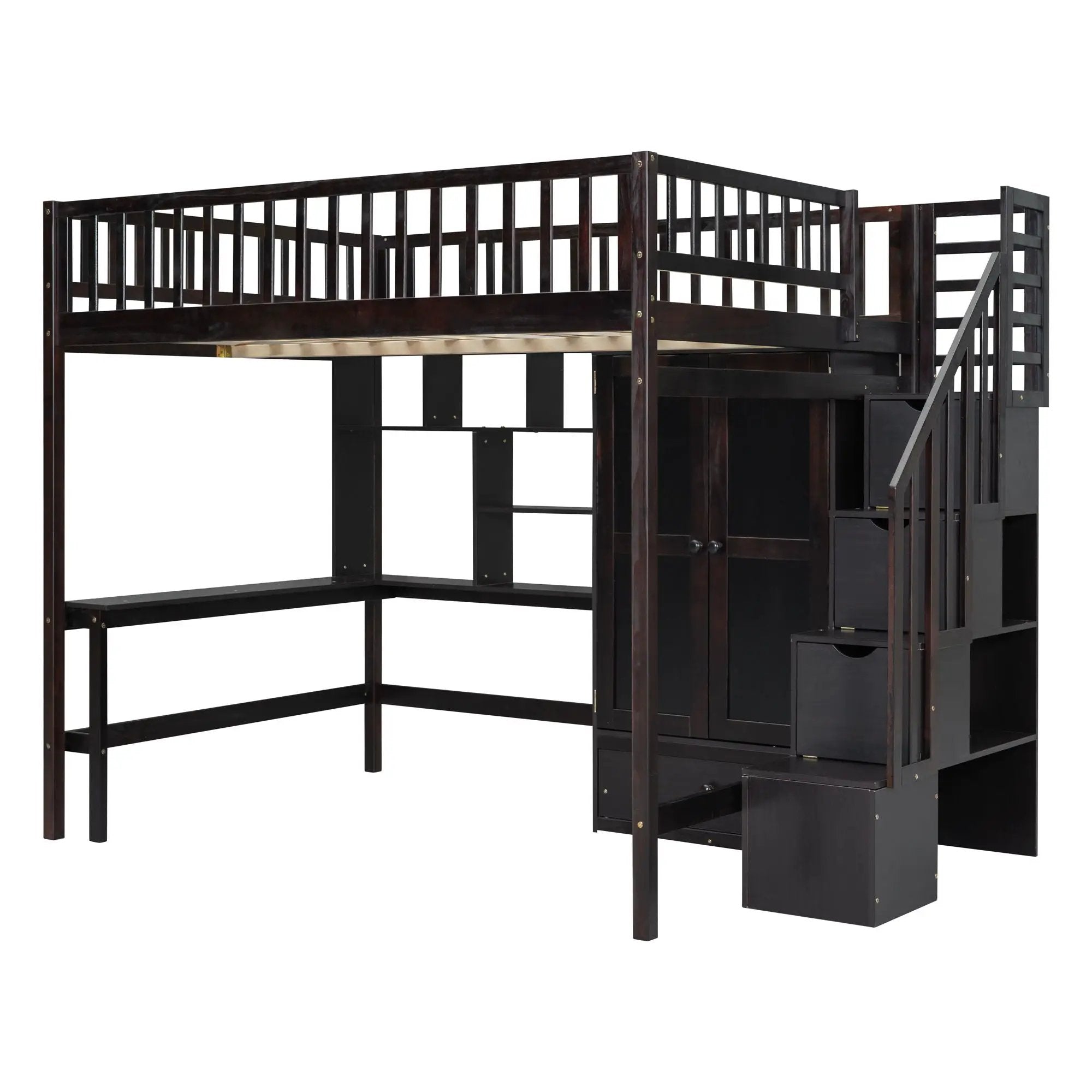 Loft Bed With Bookshelf, Drawers, Desk, And Wardrobe by HouseOfZazla