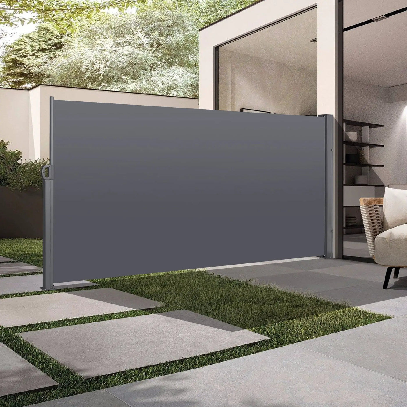 Retractable Side Screen Awning, Uv Resistant, Waterproof, Patio Privacy Screen For Garden, Balcony, Courtyard by HouseOfZazla