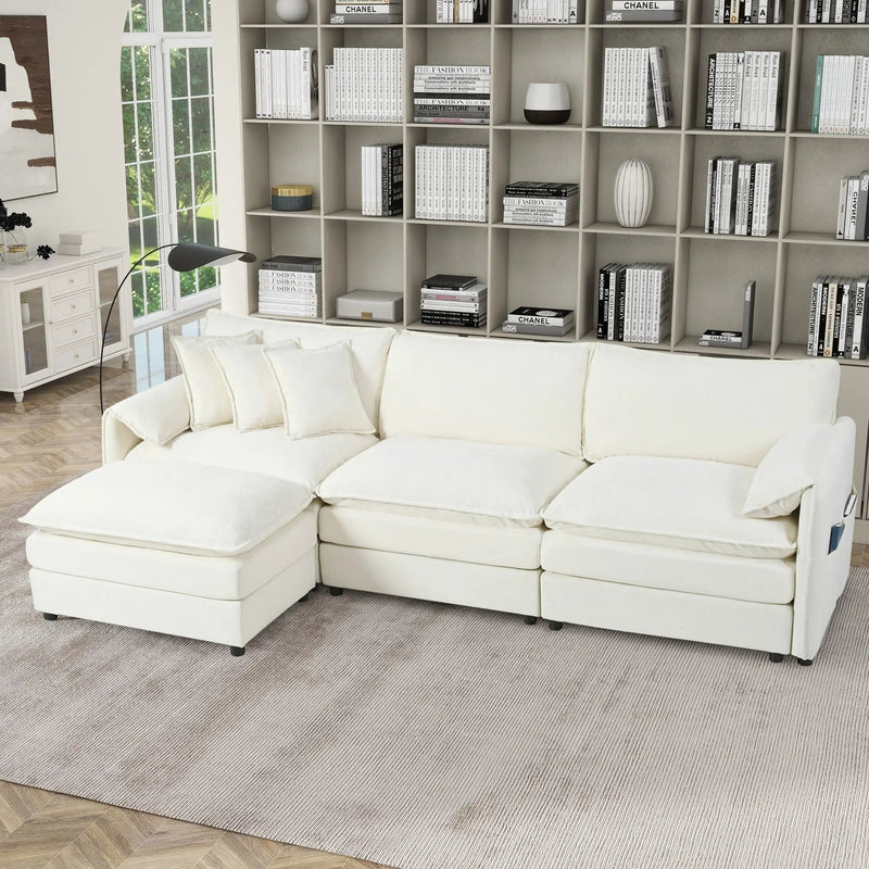 Modern Comfy Deep Seat Modular Sectional Sofa Cloud Couch With Ottoman by Unique Piece Furniture