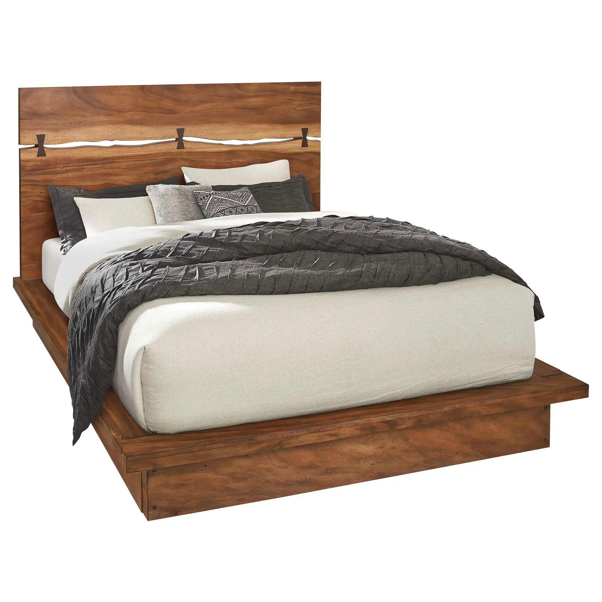 Winslow Wood California King Panel Bed Smokey Walnut by Unique Piece Furniture
