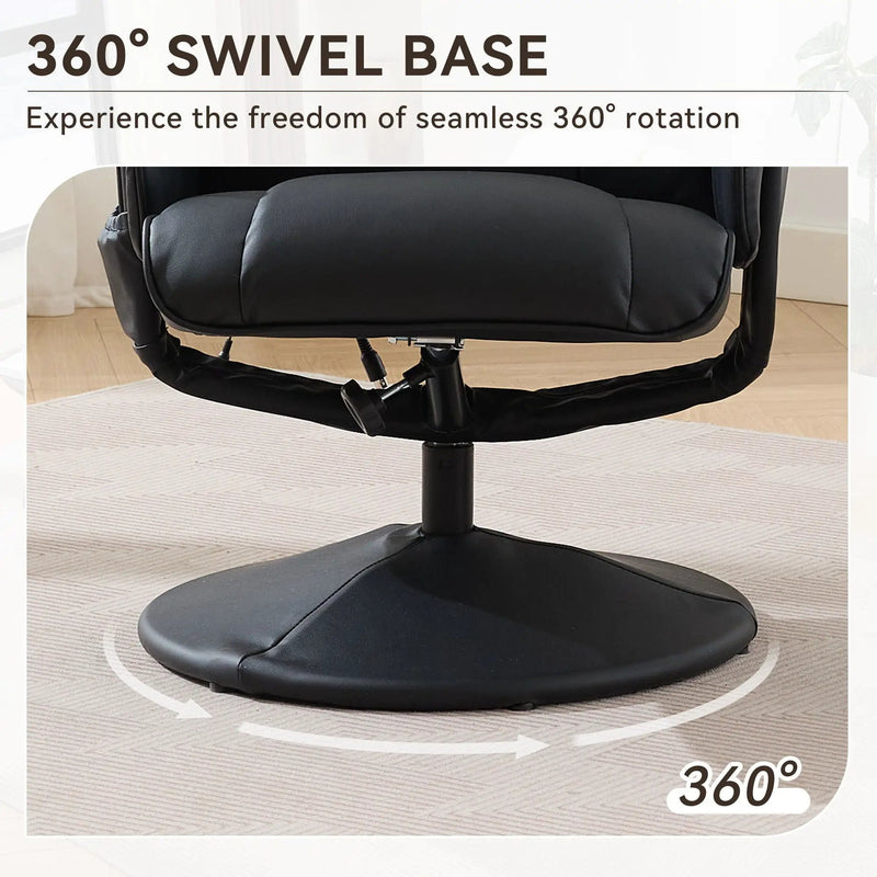 360° Swivel Reclining Chair With Wrapped Base, 5 Point Vibration Massage by Unique Piece Furniture