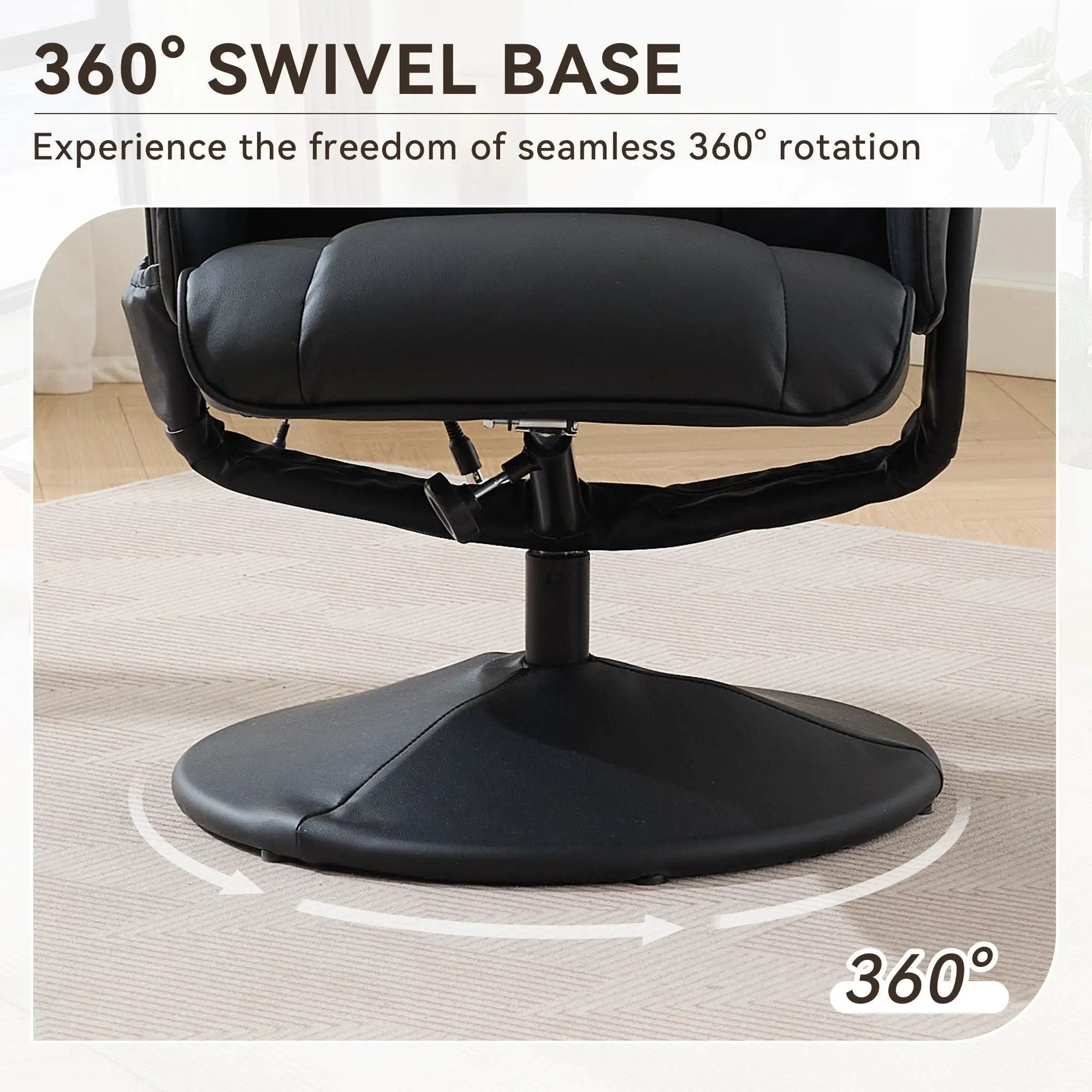 360° Swivel Reclining Chair With Wrapped Base, 5 Point Vibration Massage by HouseOfZazla