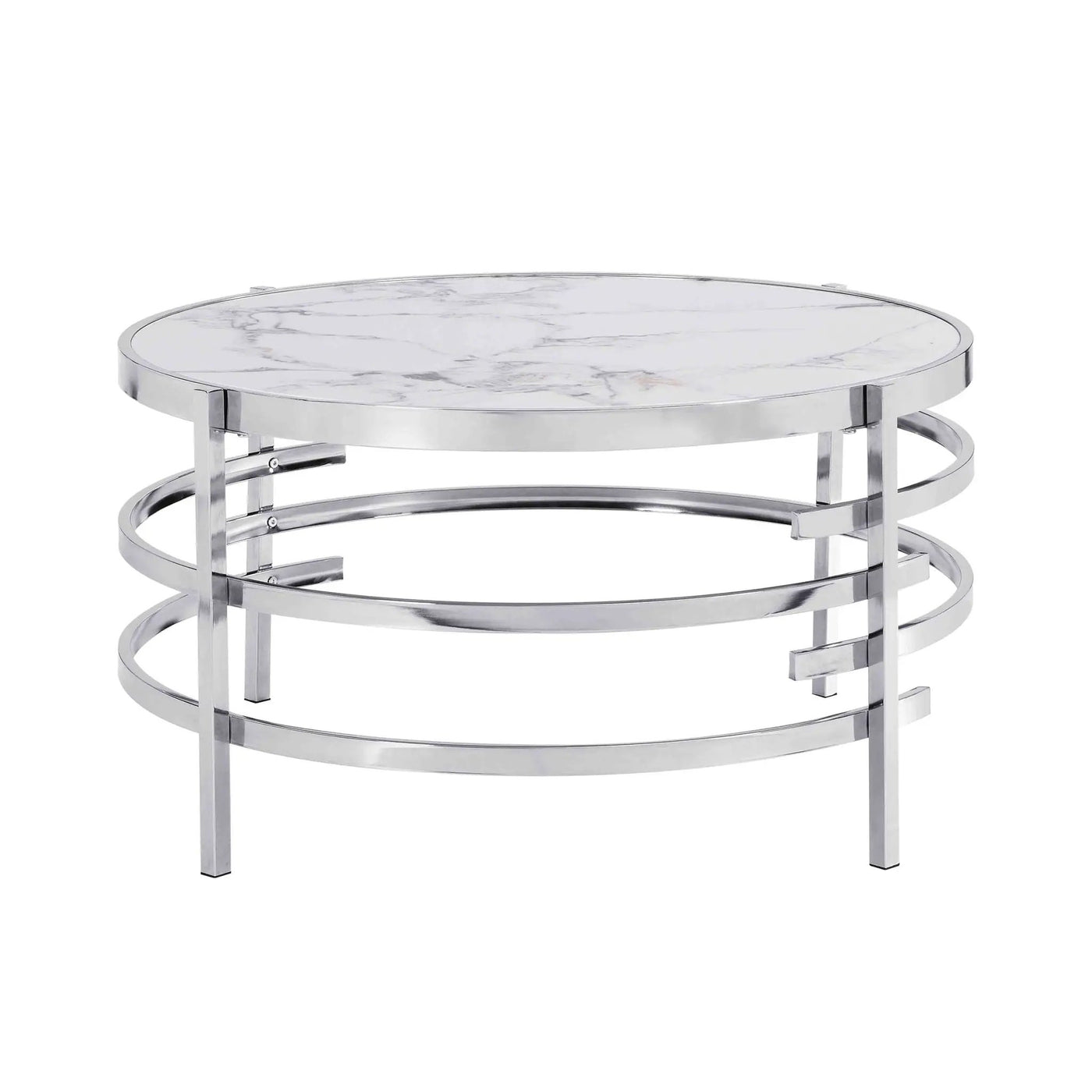 Elegant Round Table With Sintered Stone Top & Sturdy Metal Frame by Unique Piece Furniture