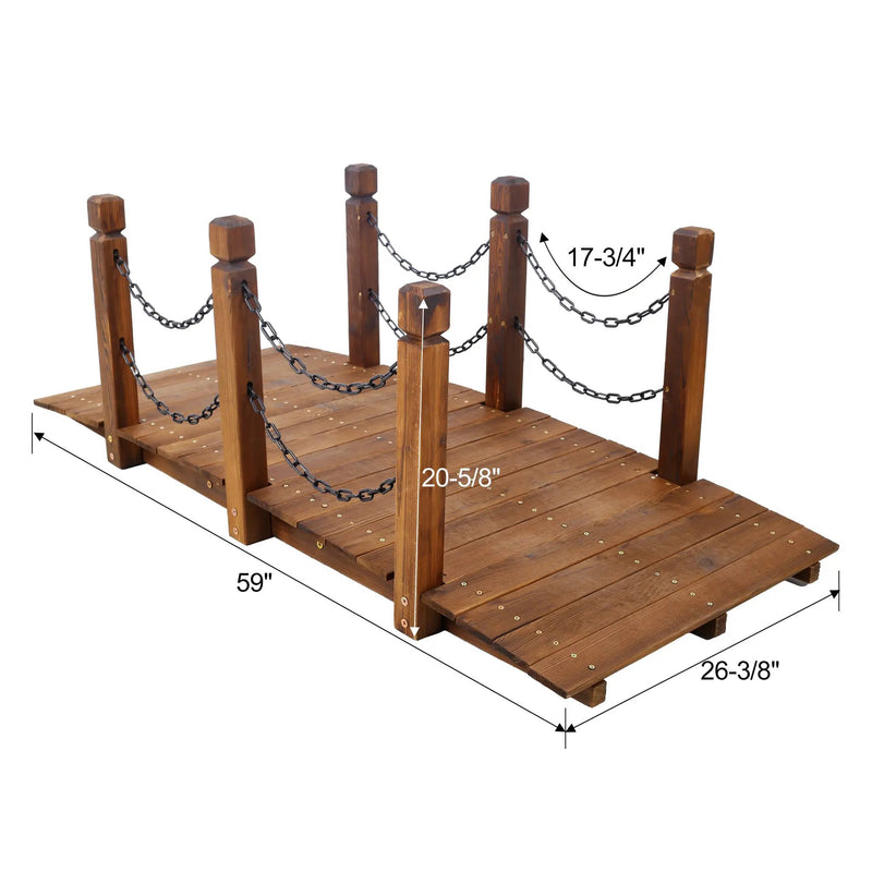 5 Ft Wooden Garden Bridge, Stained Wood Arc Footbridge by HouseOfZazla
