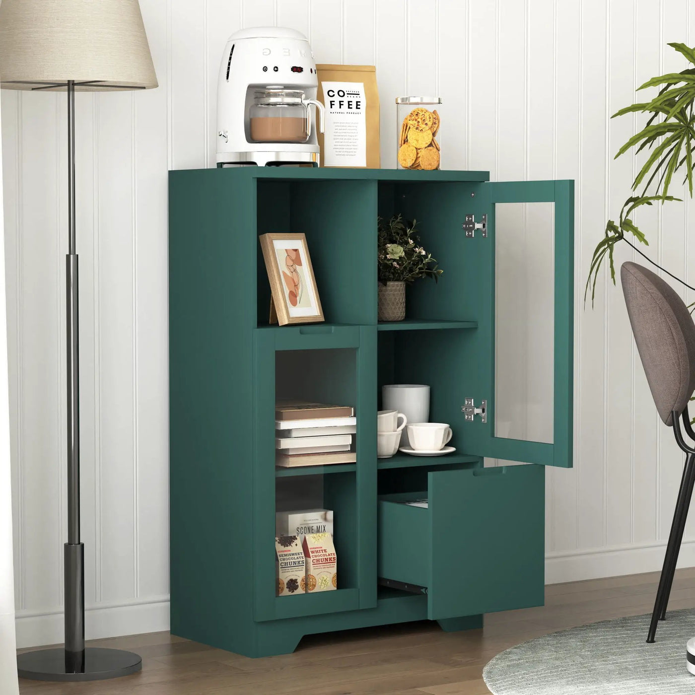 Modern Cabinet With Glass Doors And Drawer by Unique Piece Furniture