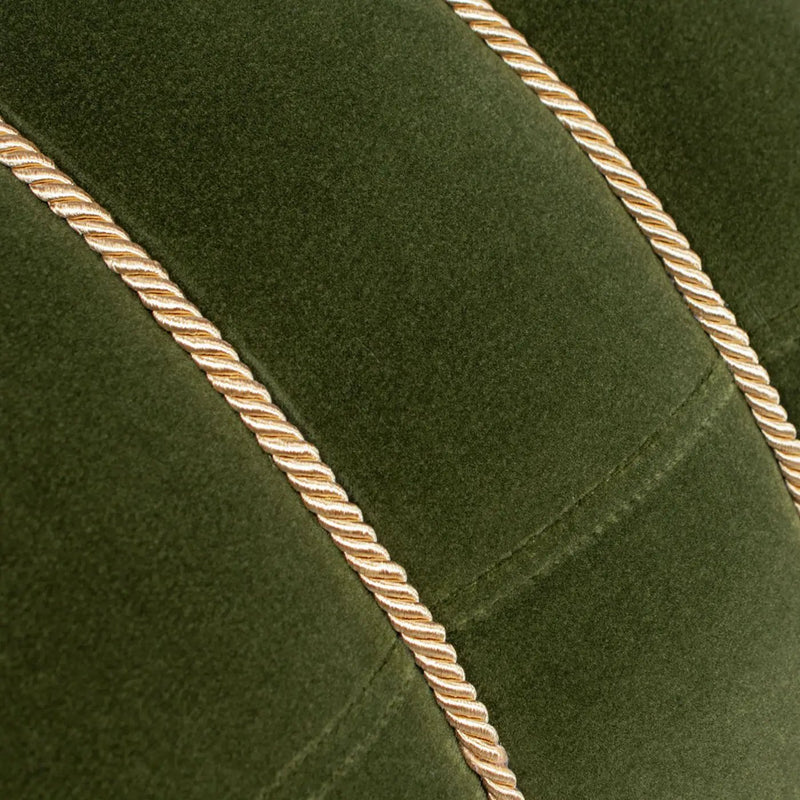 Edward - Round Upholstered Ottoman With Bullion Fringe - Olive Green by Unique Piece Furniture