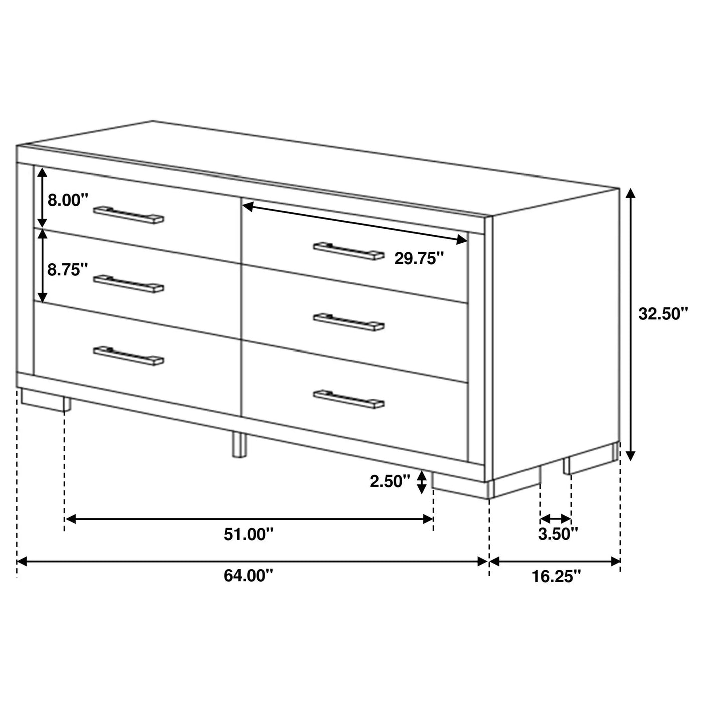 Polk - 6 Drawer Dresser by HouseOfZazla