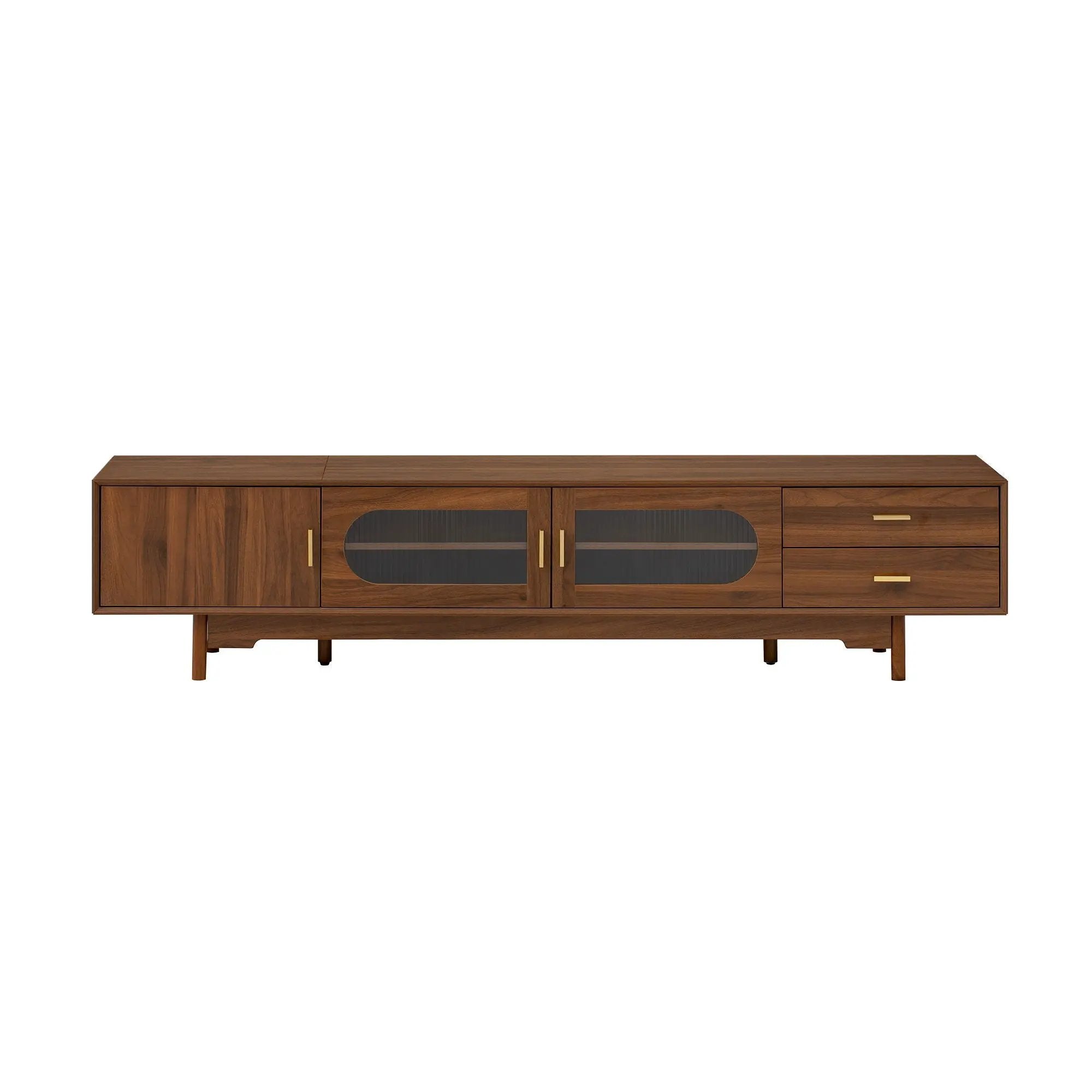 Modern TV Stand With Fluted Glass Doors & 2 Drawers by HouseOfZazla