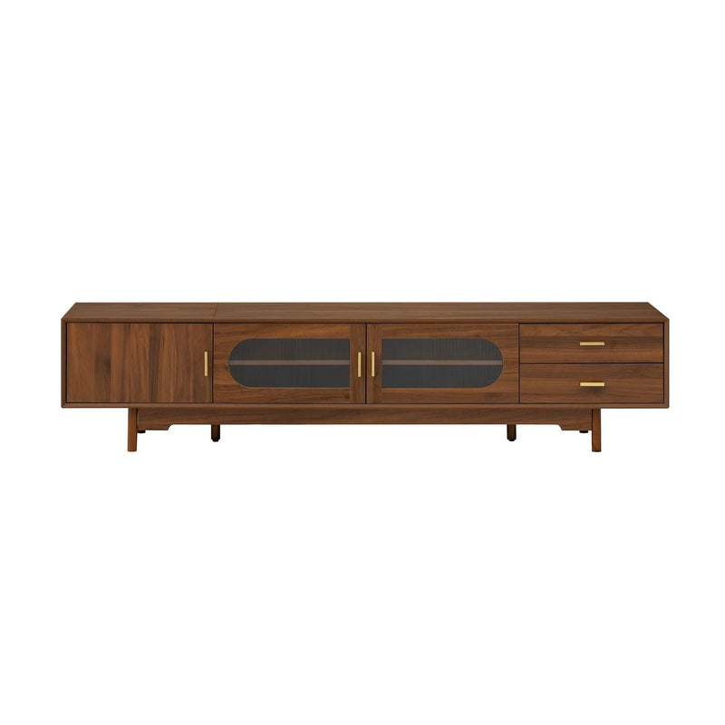 Modern TV Stand With Fluted Glass Doors & 2 Drawers by HouseOfZazla