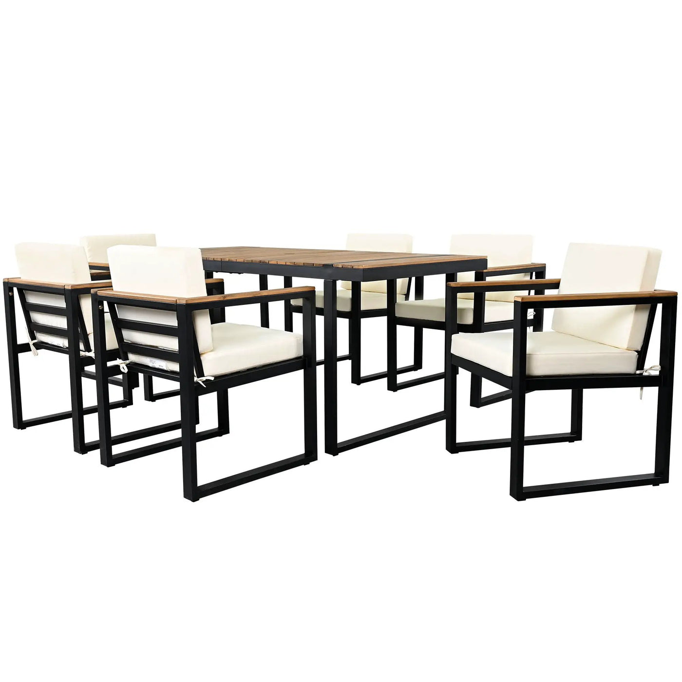 7 Pieces Outdoor Dining Set Patio Dining Table And Chair Set With And Removable Cushions For Patio by HouseOfZazla