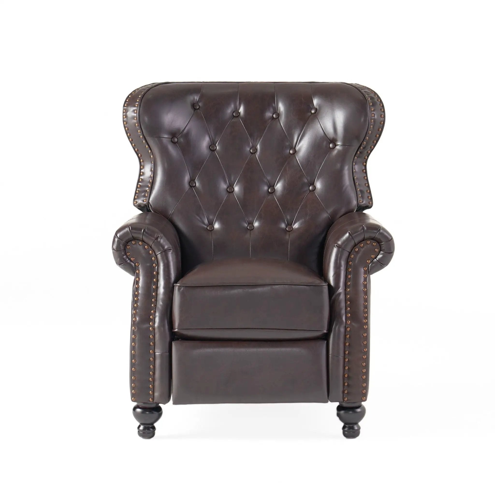 Contemporary Style Push Back Recliner with Button Tufted Stitching and Nailhead Trim by HouseOfZazla
