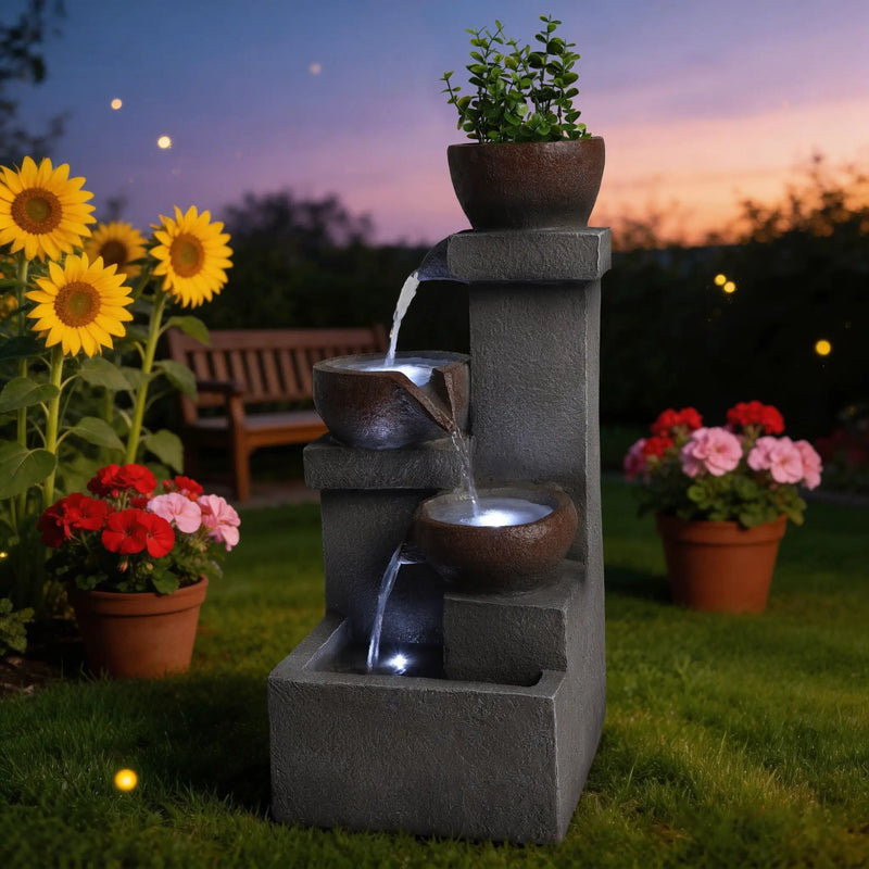LED Waterfall Fountain Outdoor For Garden - Gray by HouseOfZazla