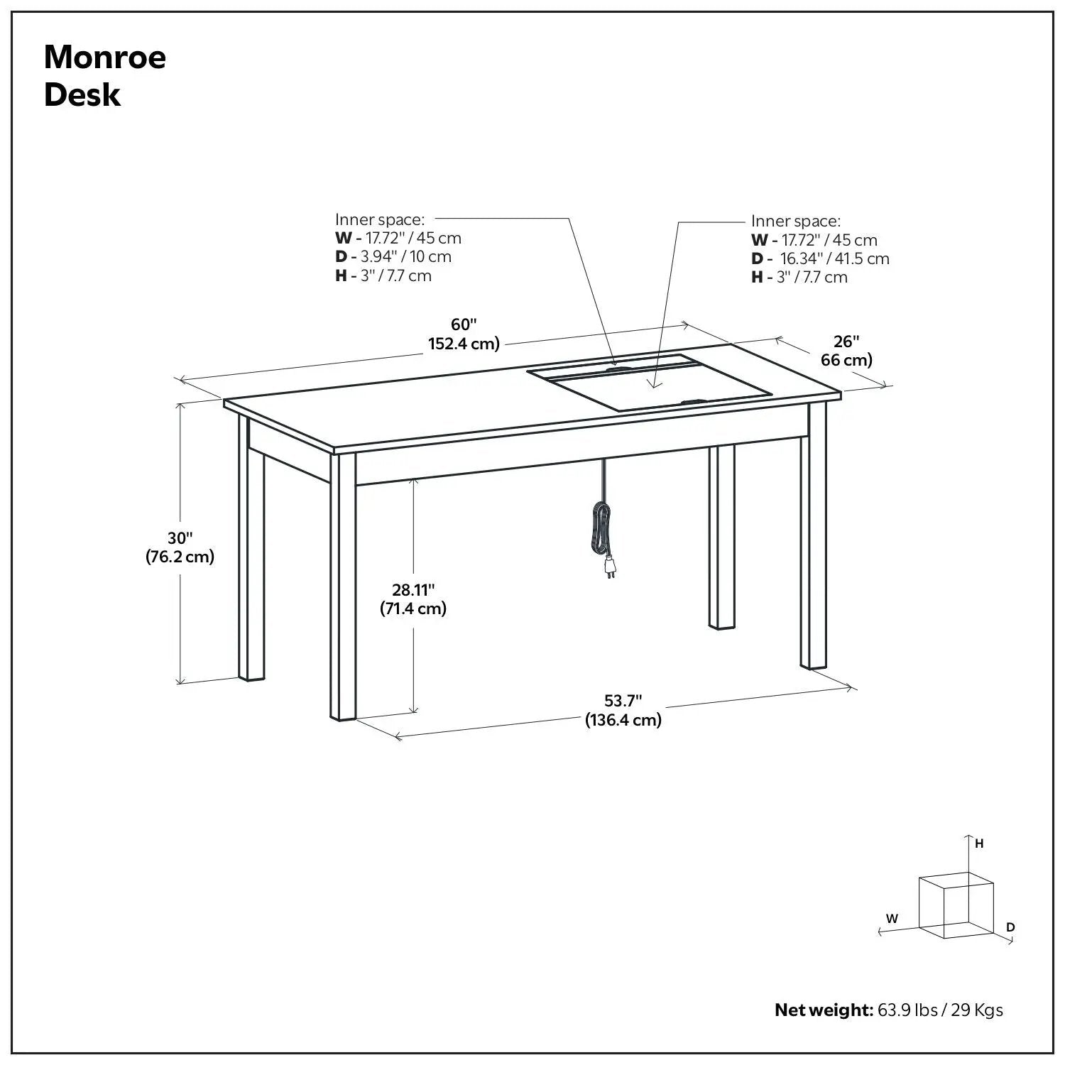 Monroe - Desk - Distressed Charcoal Brown by Unique Piece Furniture