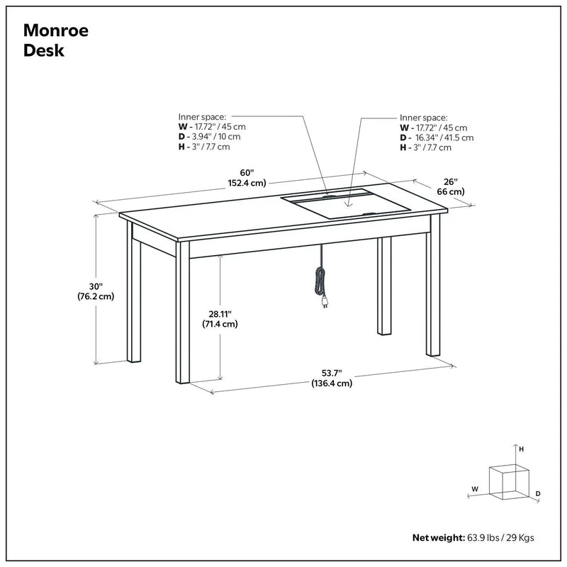 Monroe - Desk - Distressed Charcoal Brown by Unique Piece Furniture