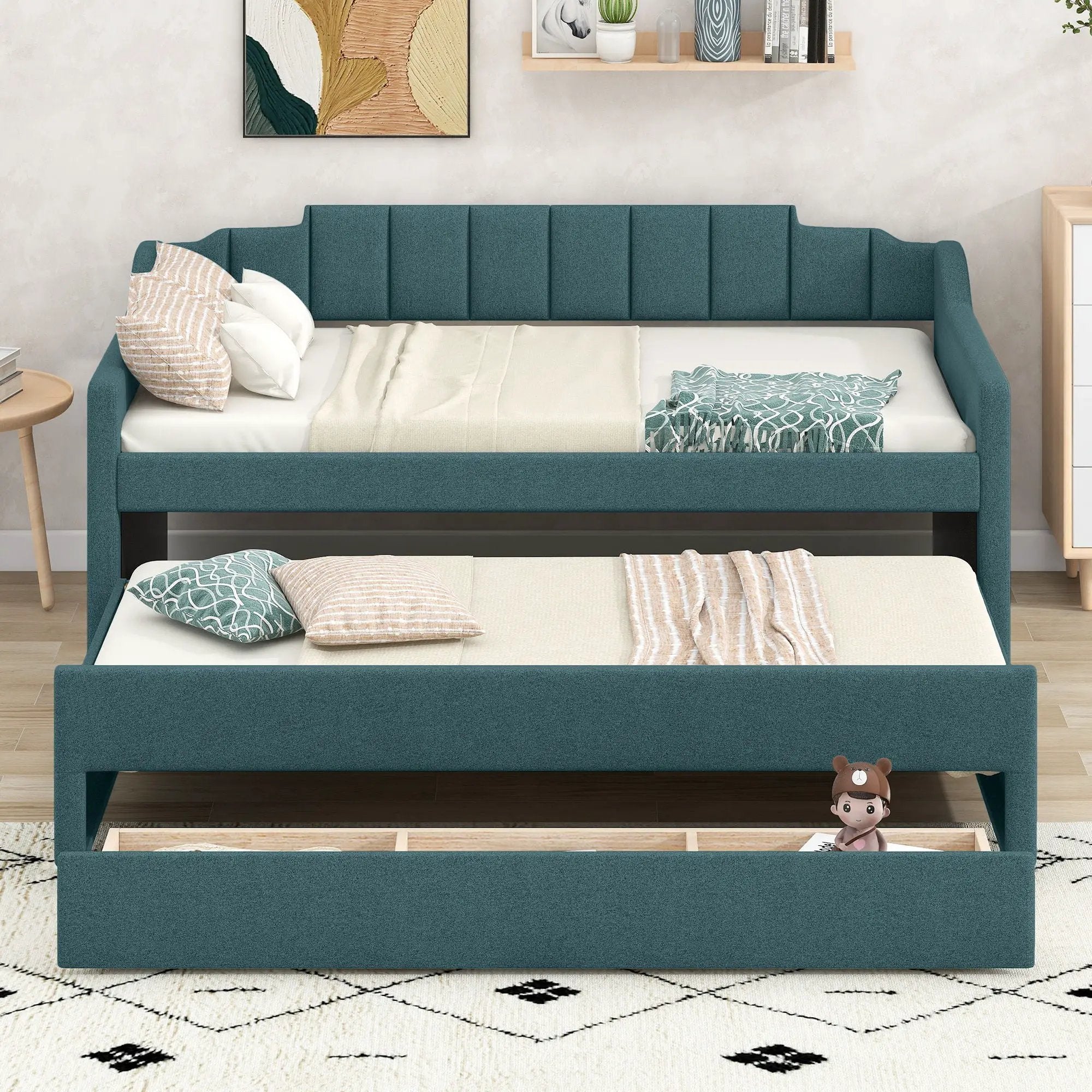 Upholstered Simple Design Daybed With Trundle And 3 Drawers by Unique Piece Furniture