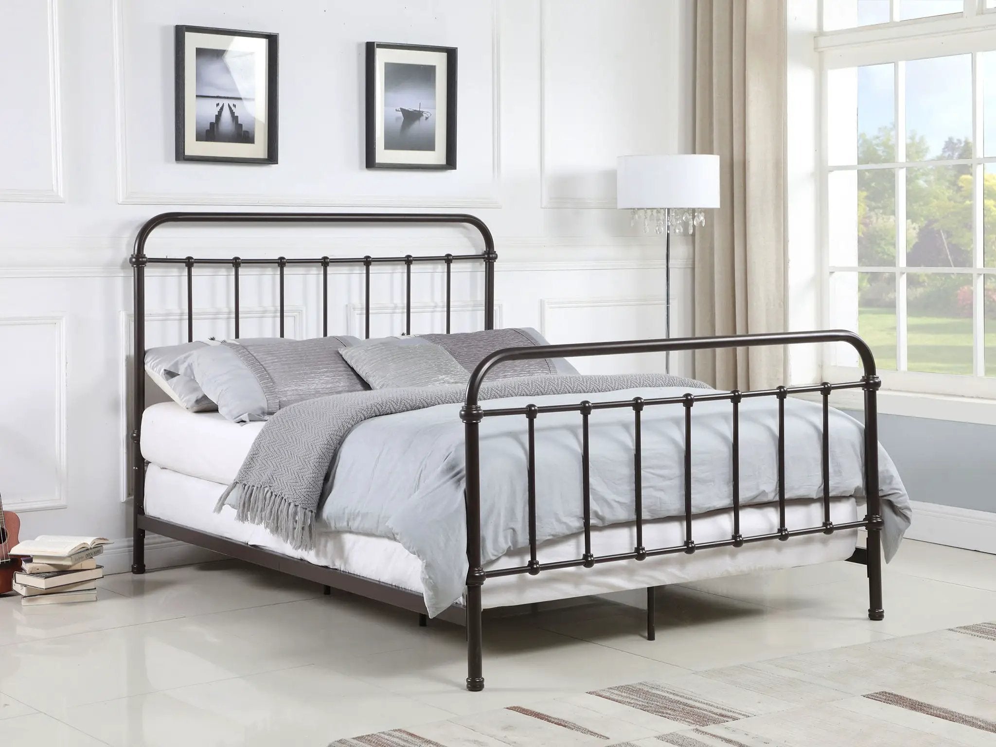 Livingston Metal Queen Open Frame Bed Dark Bronze by Unique Piece Furniture