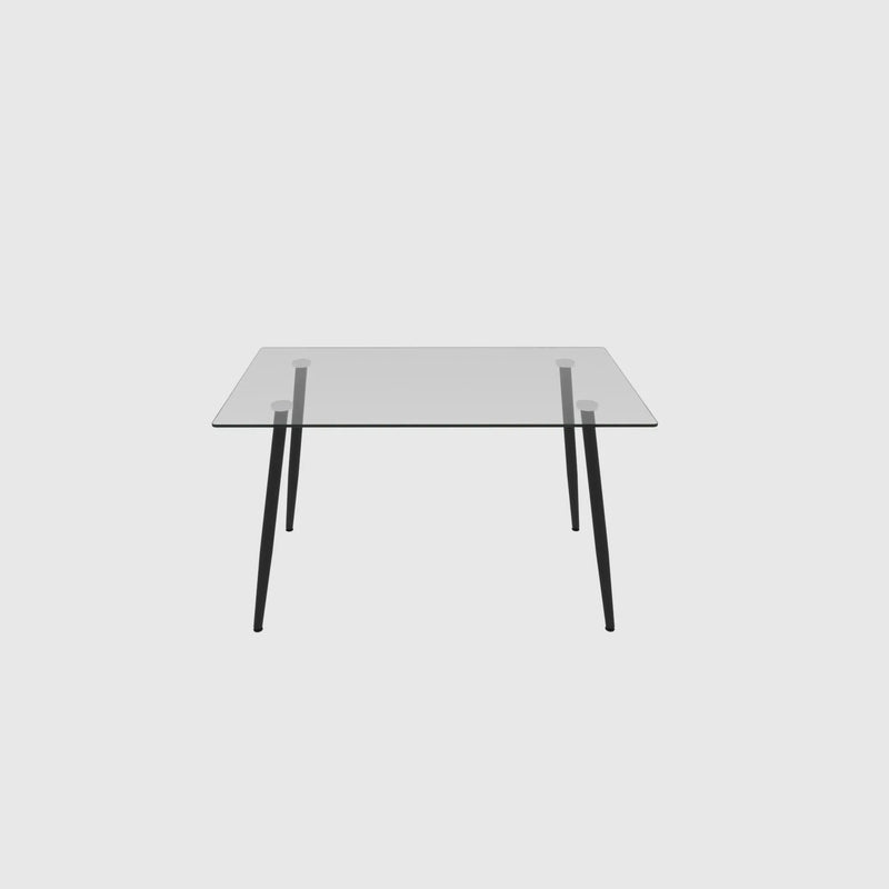 Modern Minimalist Rectangular Glass Dining Table With Tempered Glass Top Metal Legs, For 4 - 6 - Transparent by HouseOfZazla