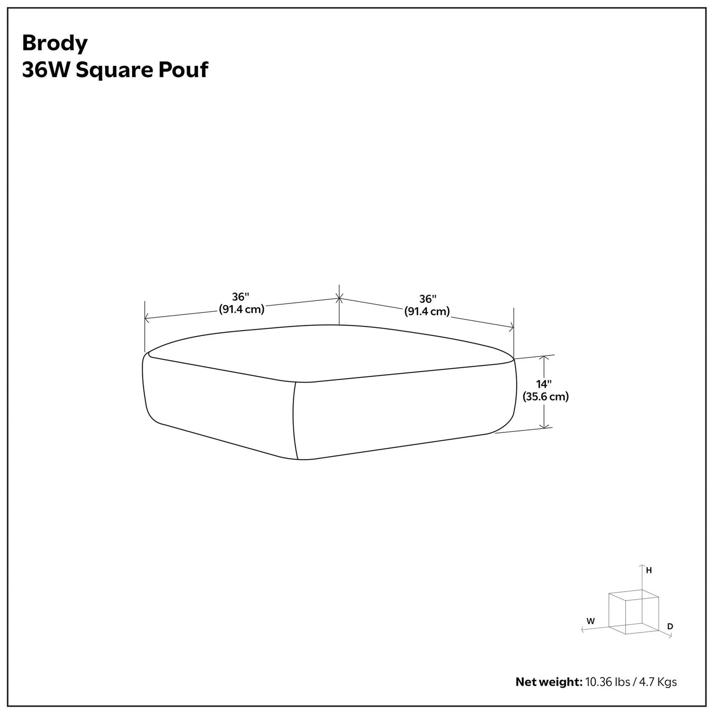 Brody - Large Square, Coffee Table Pouf by Unique Piece Furniture