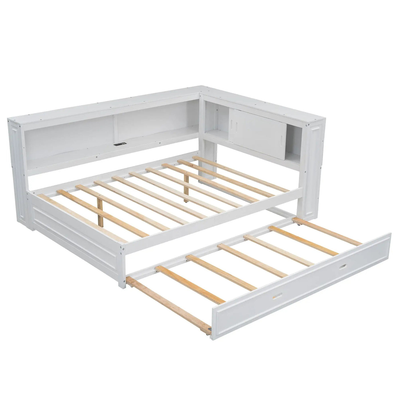 Daybed With Storage Shelves, LED, USB, And Trundle by HouseOfZazla