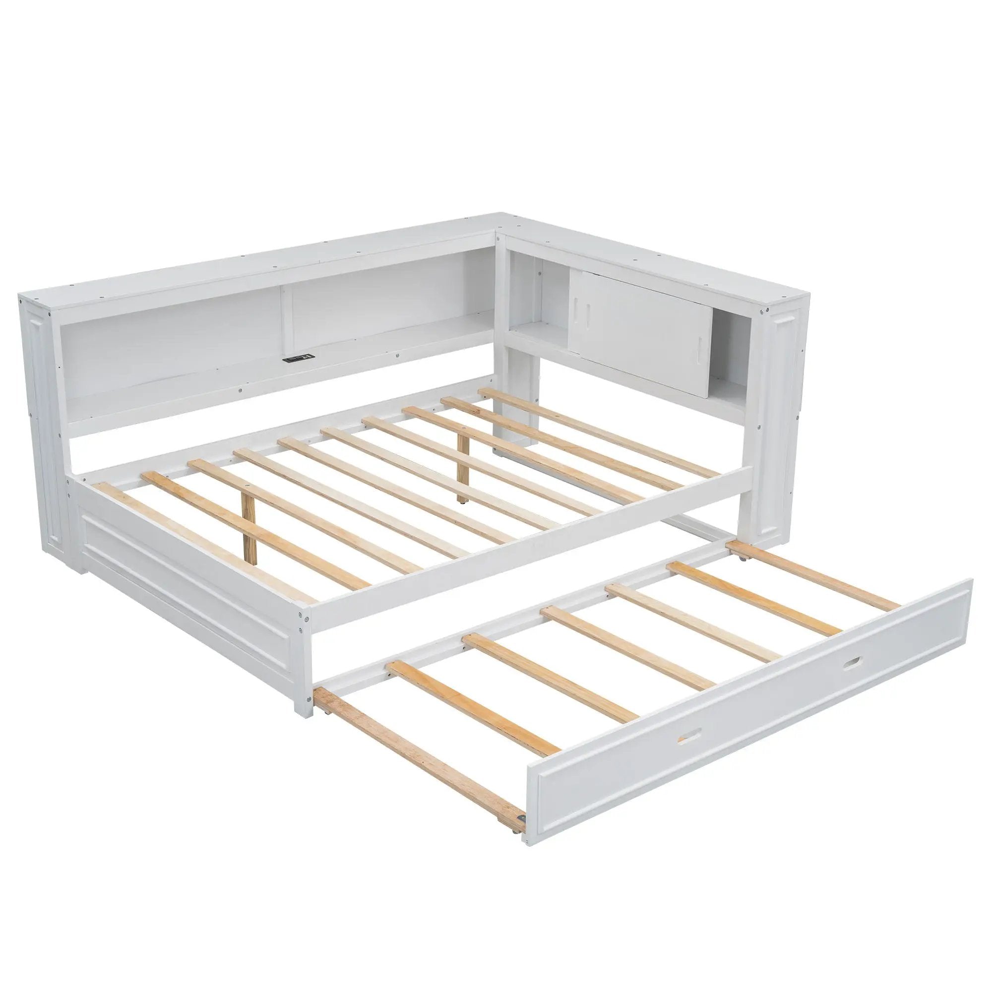 Daybed With Storage Shelves, LED, USB, And Trundle by Unique Piece Furniture