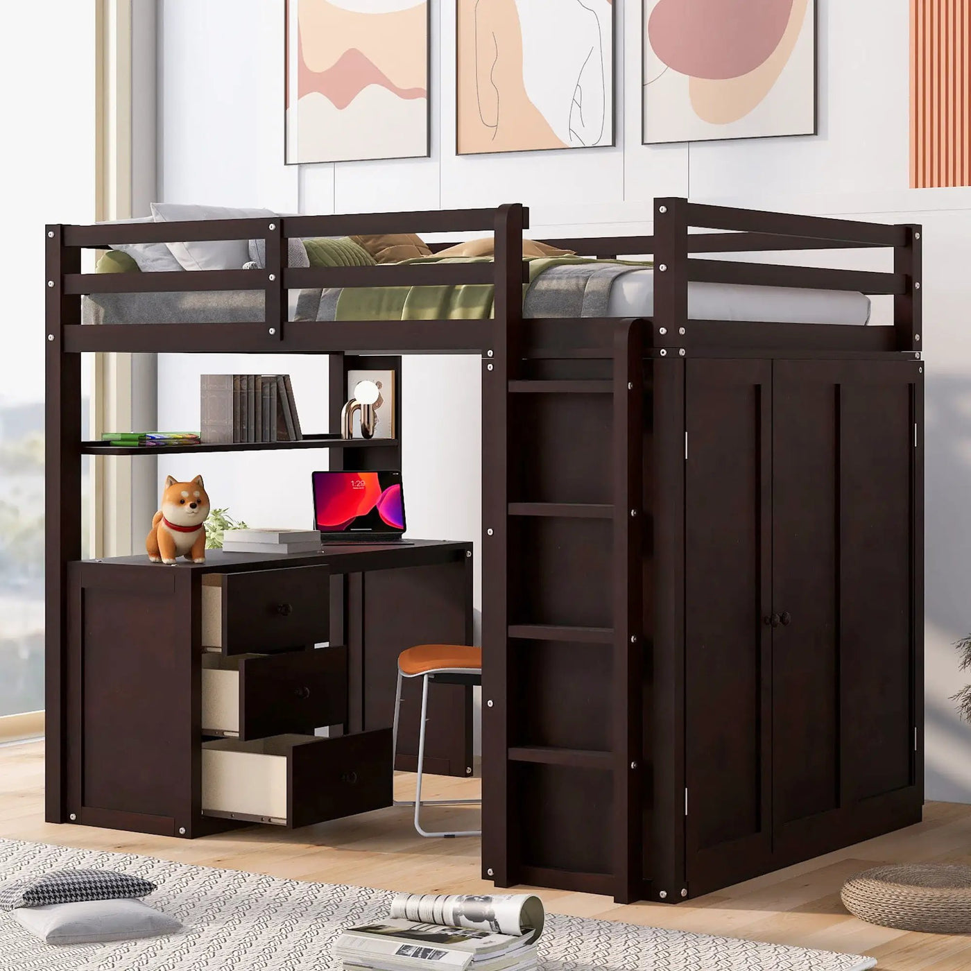 Loft Bed With Drawers, Desk, And Wardrobe by Unique Piece Furniture