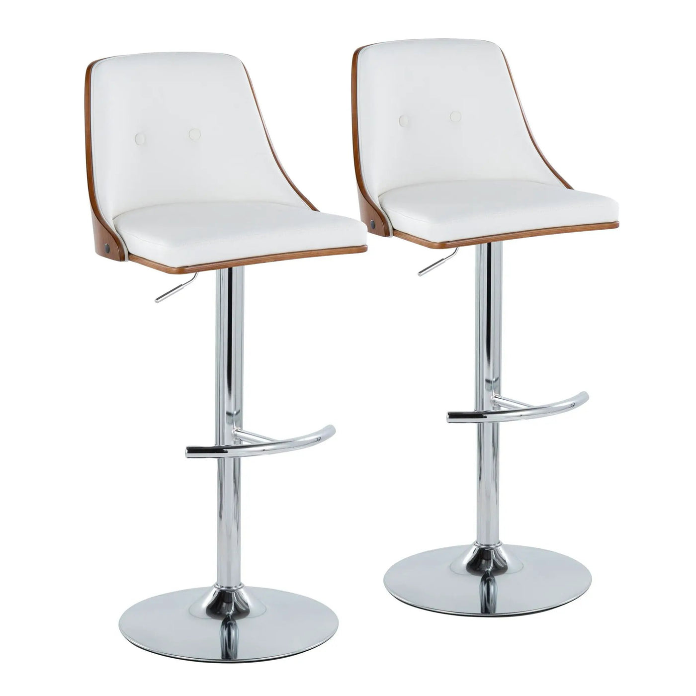 Gianna - Mid Century Modern Adjustable Barstool With Swivel With Rounded T Footrest (Set of 2) by HouseOfZazla